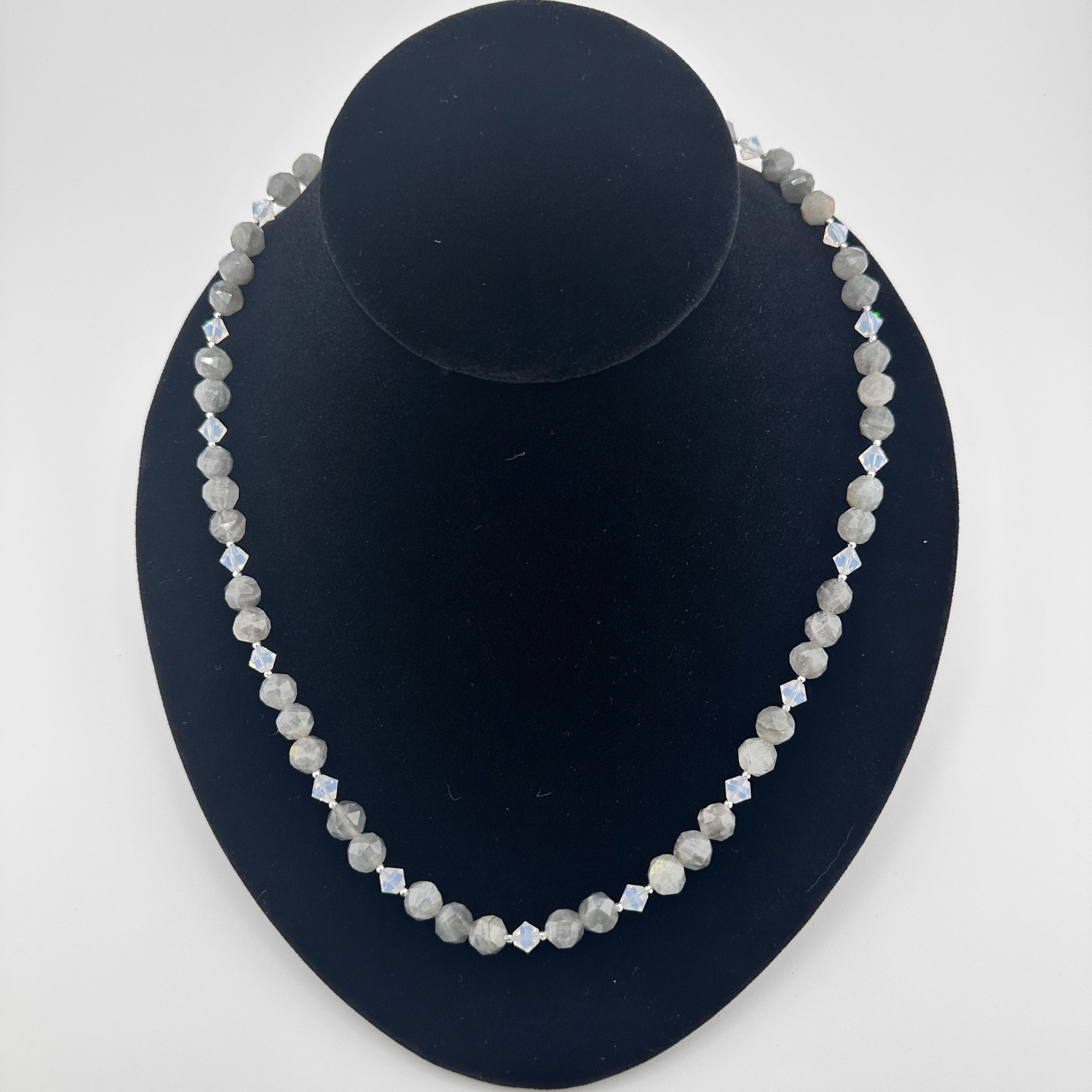 Labradorite, Swarovski Crystal, and Sterling Silver Necklace