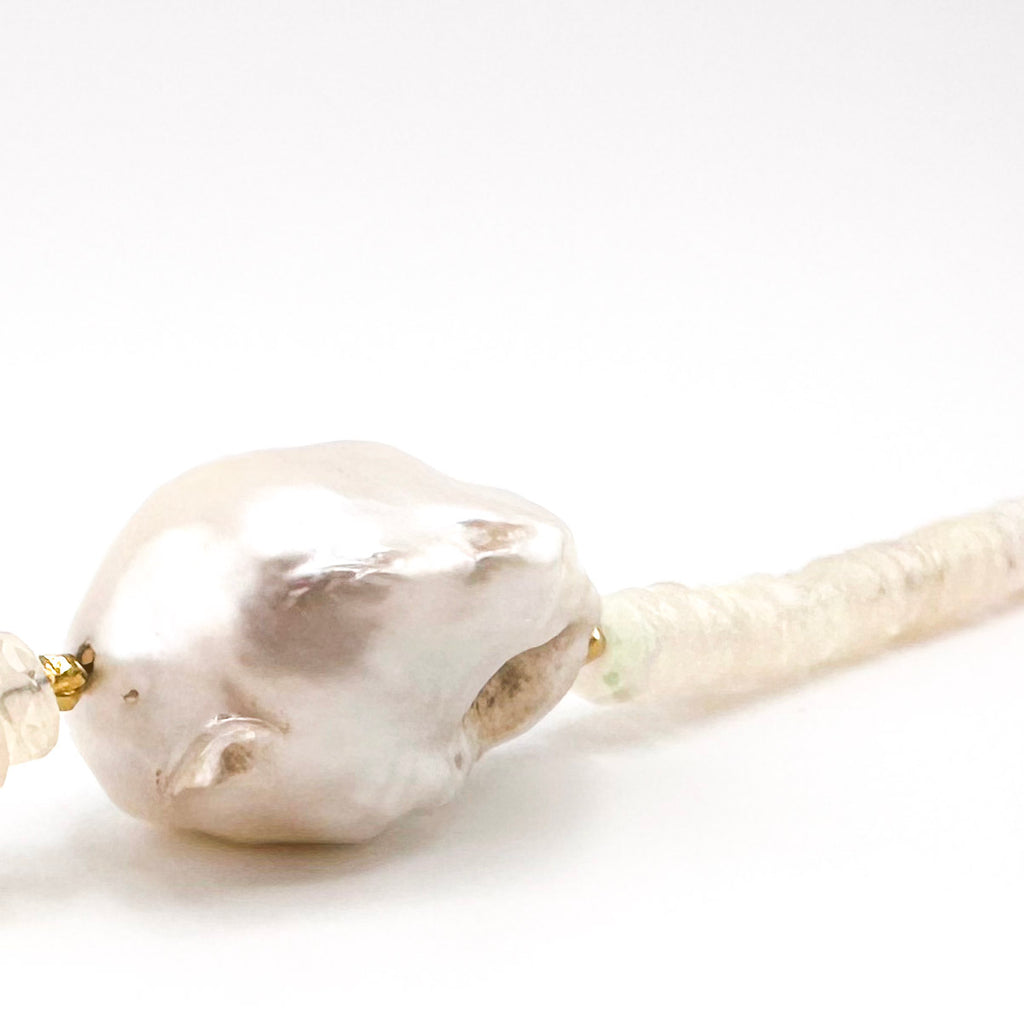 Opal (Ethiopia), Pearl, and 22K Gold Vermeil Necklace