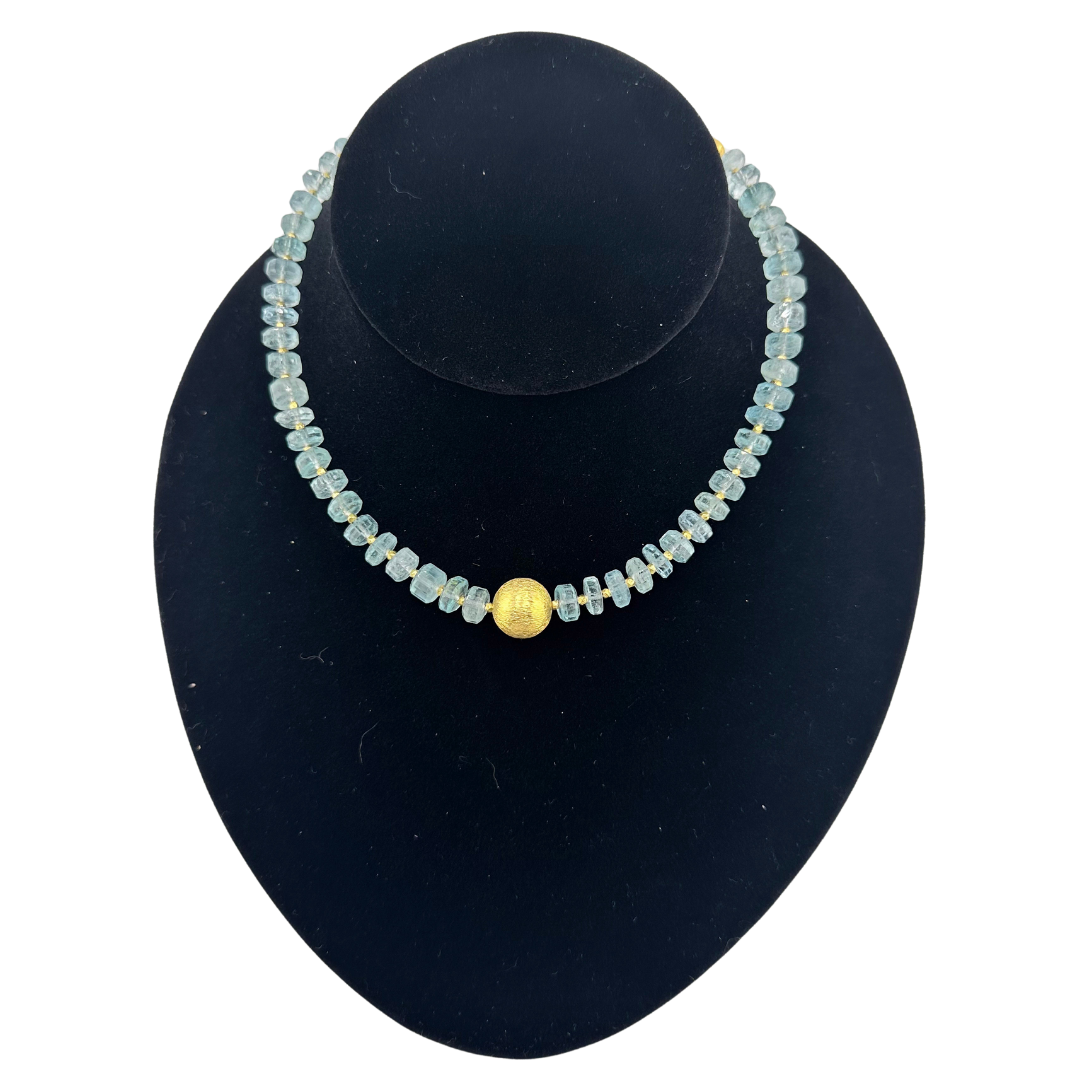 Aquamarine and 22K Gold Vermeil Necklace