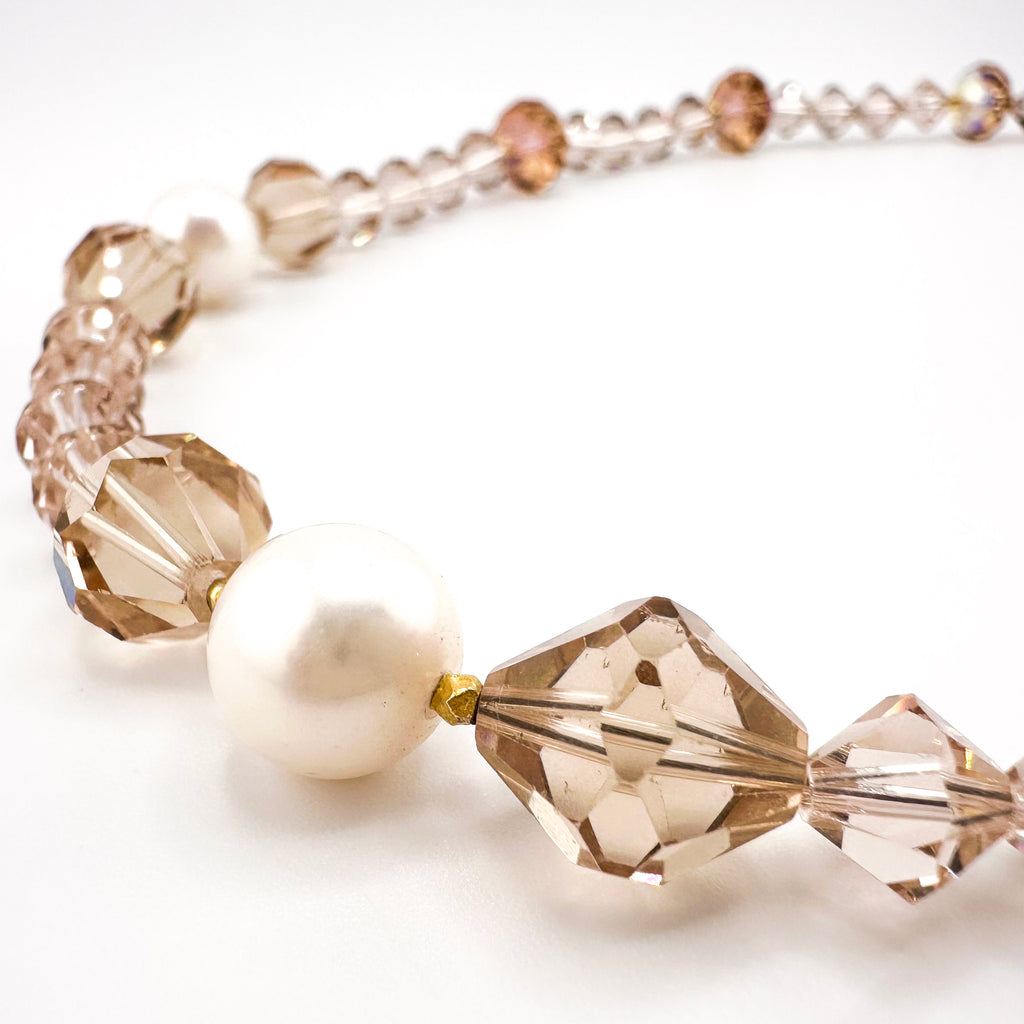 Pearl, Swarovski Crystal, and 22K Gold Vermeil Necklace