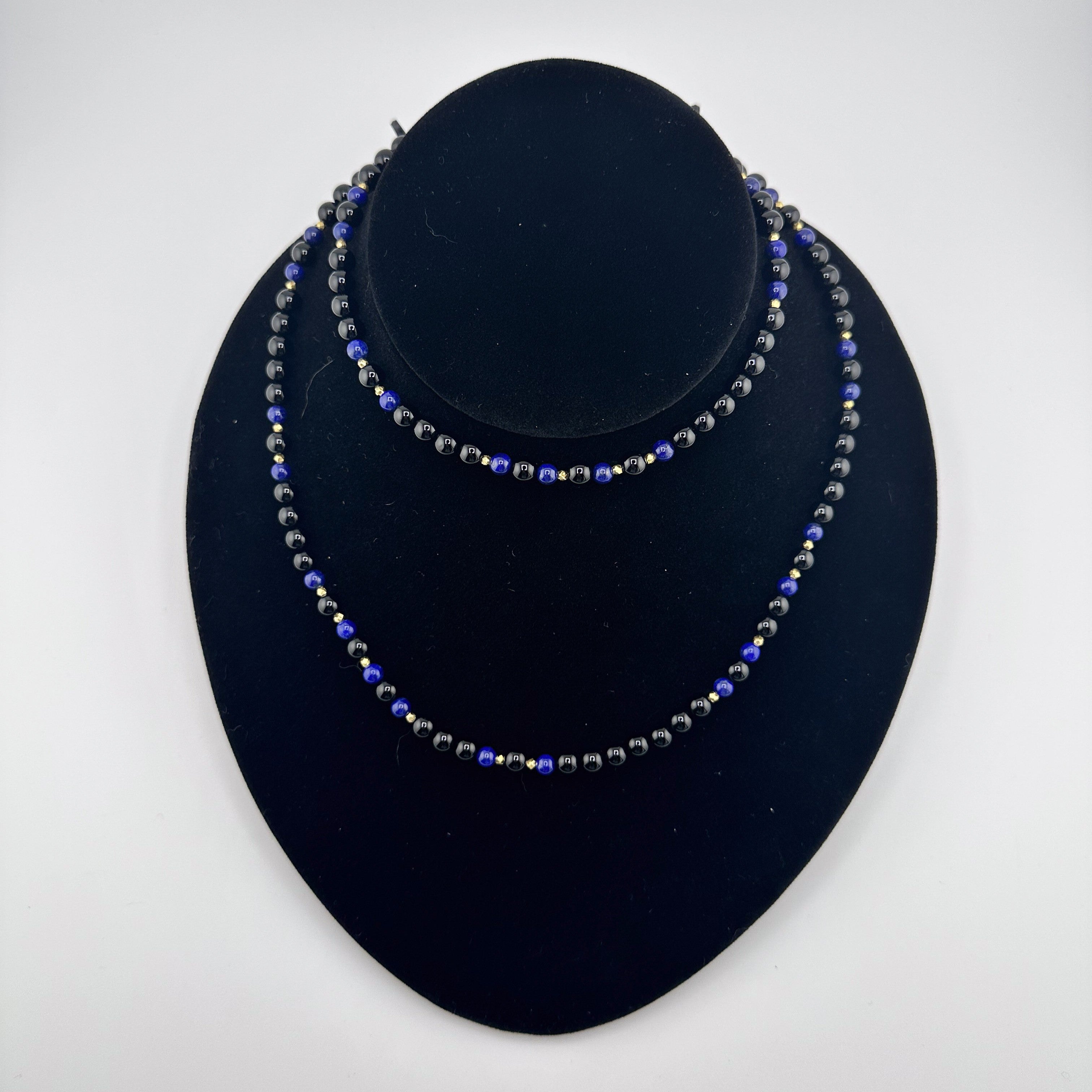 Lapis, Onyx, 22K Gold Vermeil, and Sterling Silver Necklace