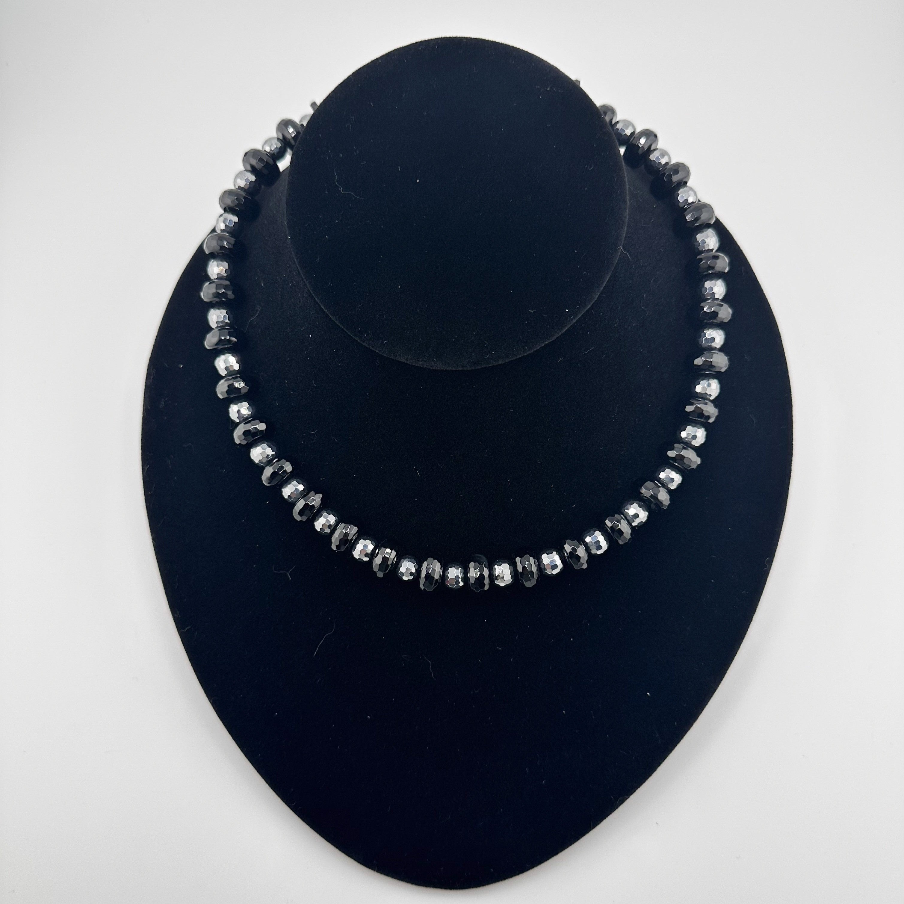 Onyx, Terahertz, and Sterling Silver Necklace