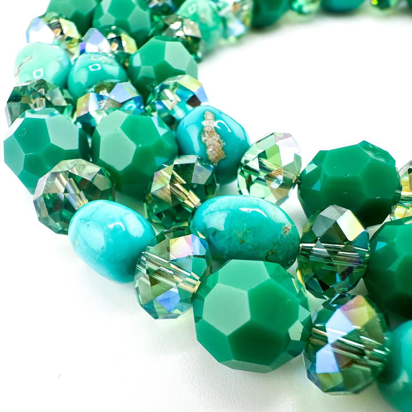 Turquoise (Lone Mountain), Swarovski Crystal, and Sterling Silver Necklace