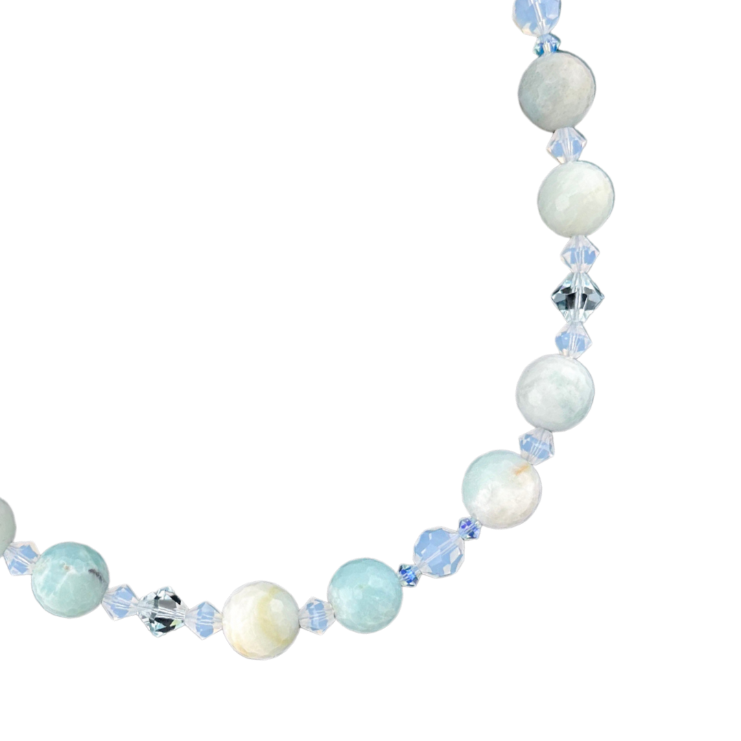 Amazonite, Swarovski Crystal, and Sterling Silver Necklace
