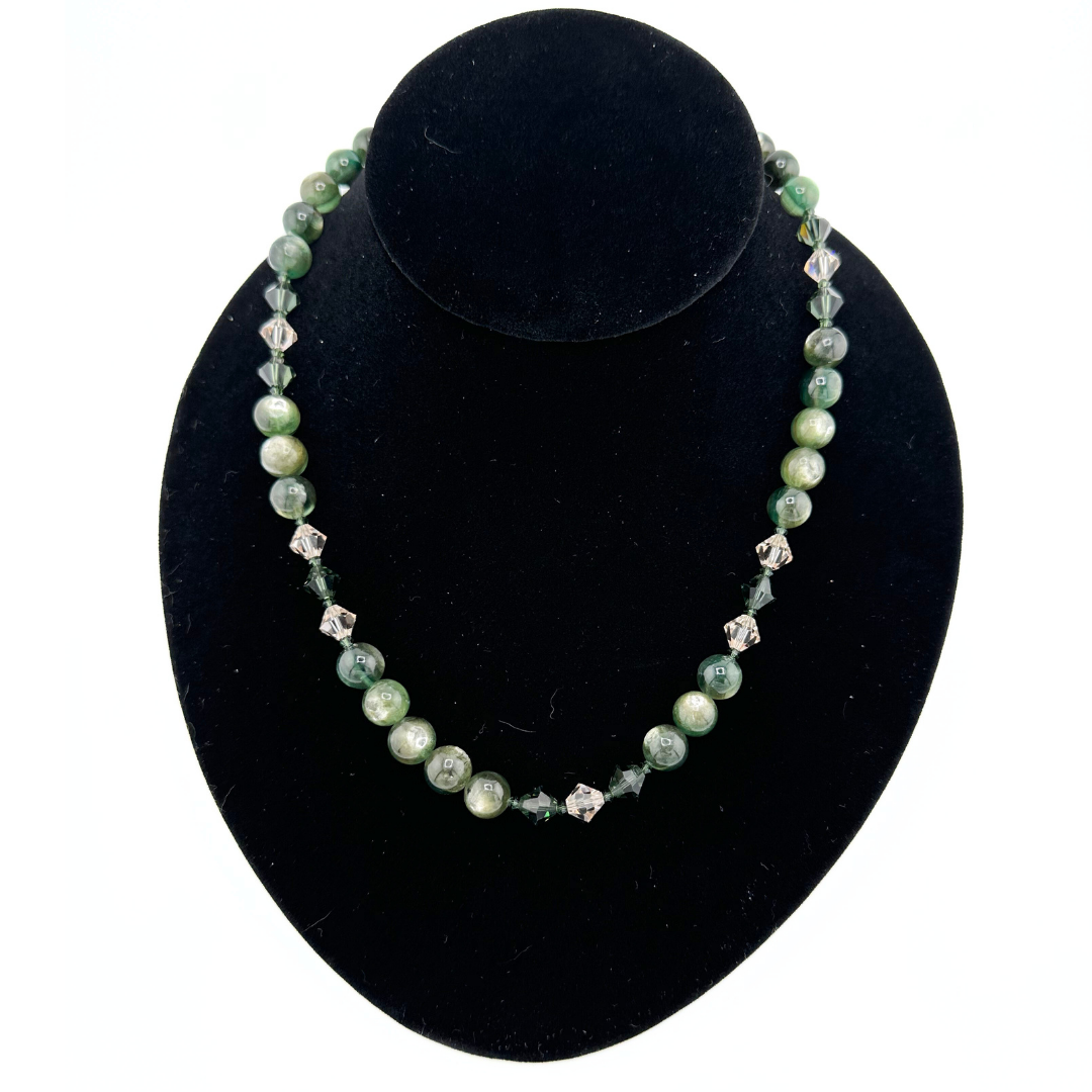 Lepidolite, Swarovski Crystal, and 22K Gold Vermeil Necklace