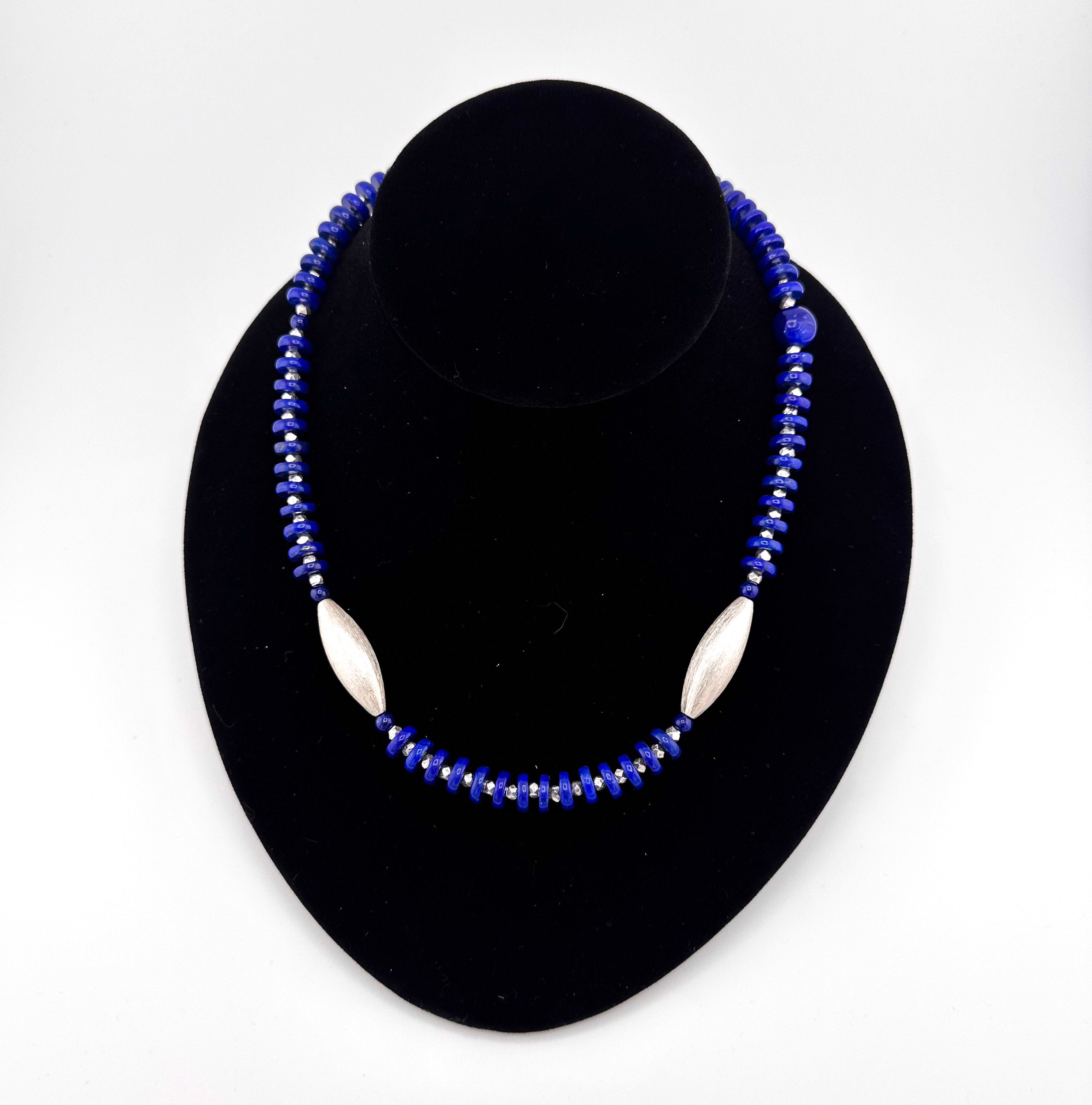 Lapis, Lapis, and Sterling Silver Necklace