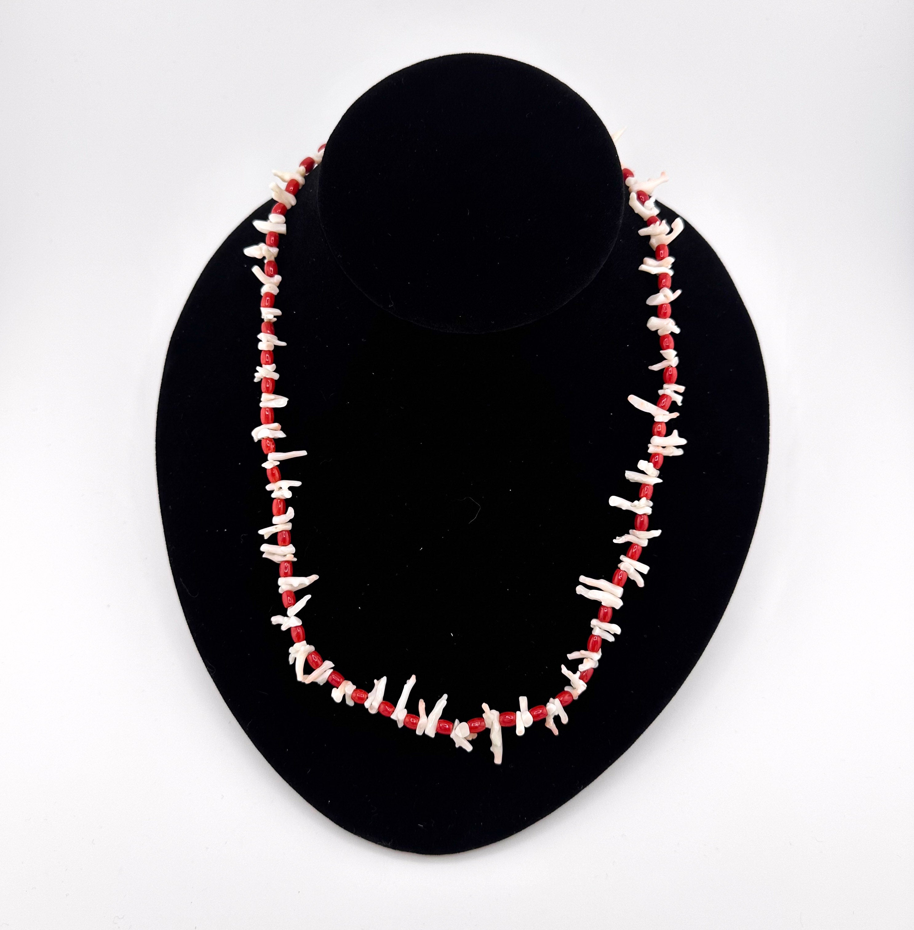 Vintage Angel Skin Coral, Coral (Mediterranean), and Sterling Silver Necklace