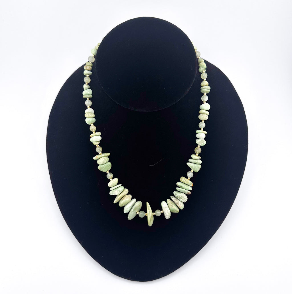 Turquoise (American), Aquamarine, and 22K Gold Vermeil Necklace