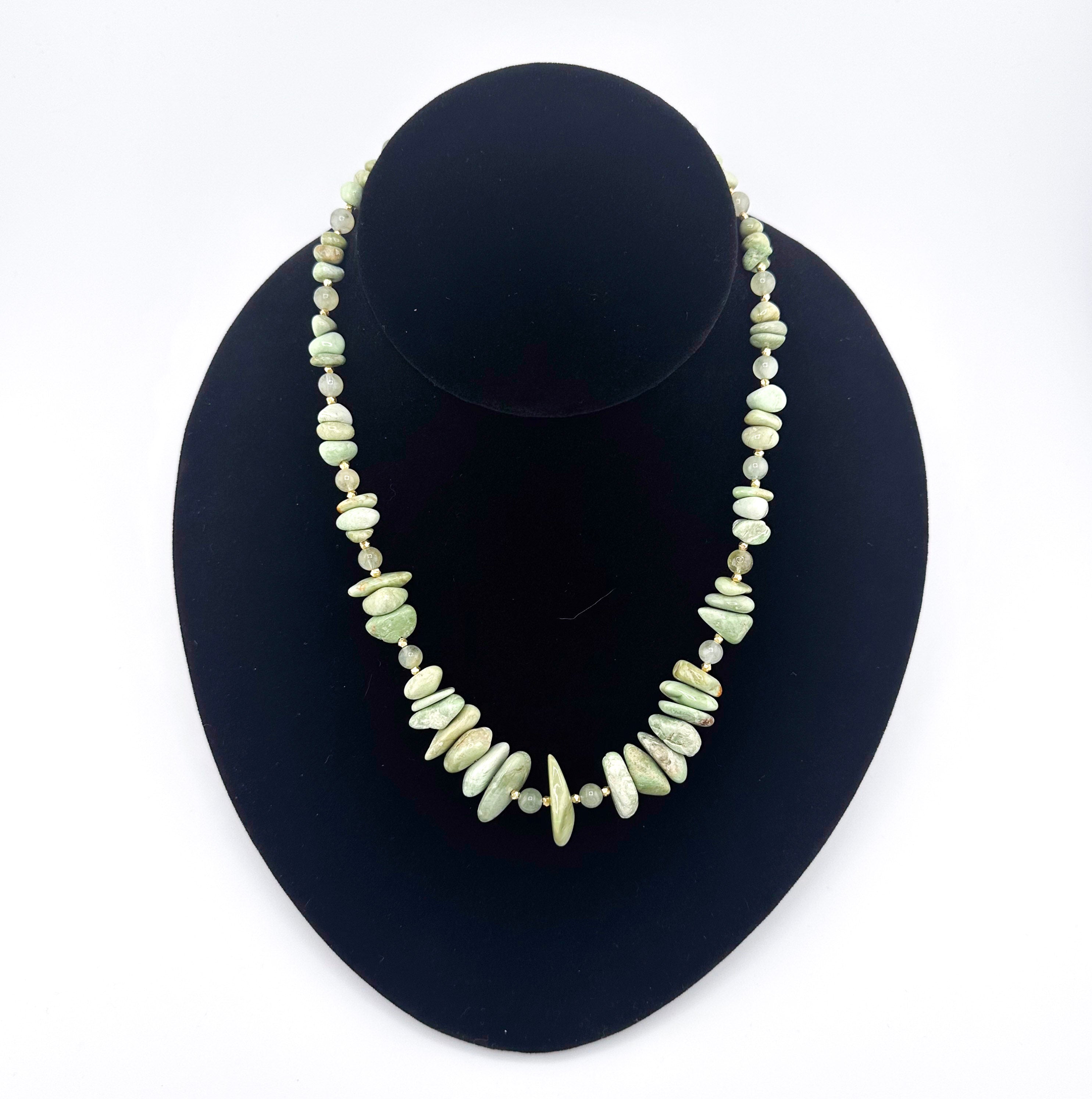 Turquoise (American), Aquamarine, and 22K Gold Vermeil Necklace
