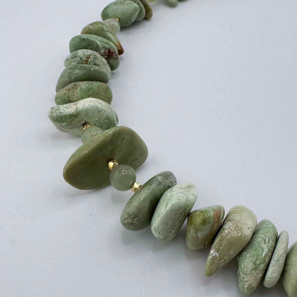 Turquoise (American), Aquamarine, and 22K Gold Vermeil Necklace