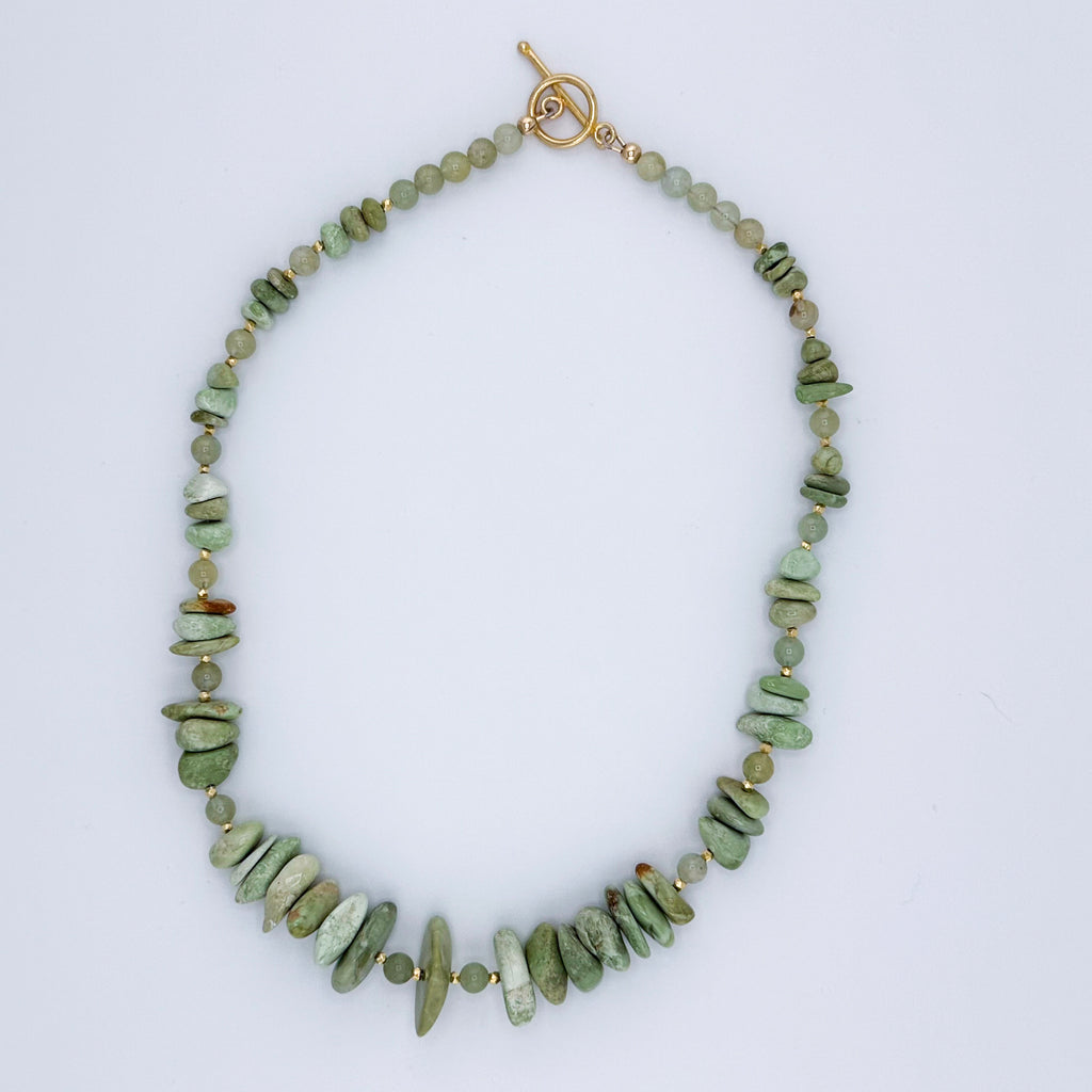 Turquoise (American), Aquamarine, and 22K Gold Vermeil Necklace