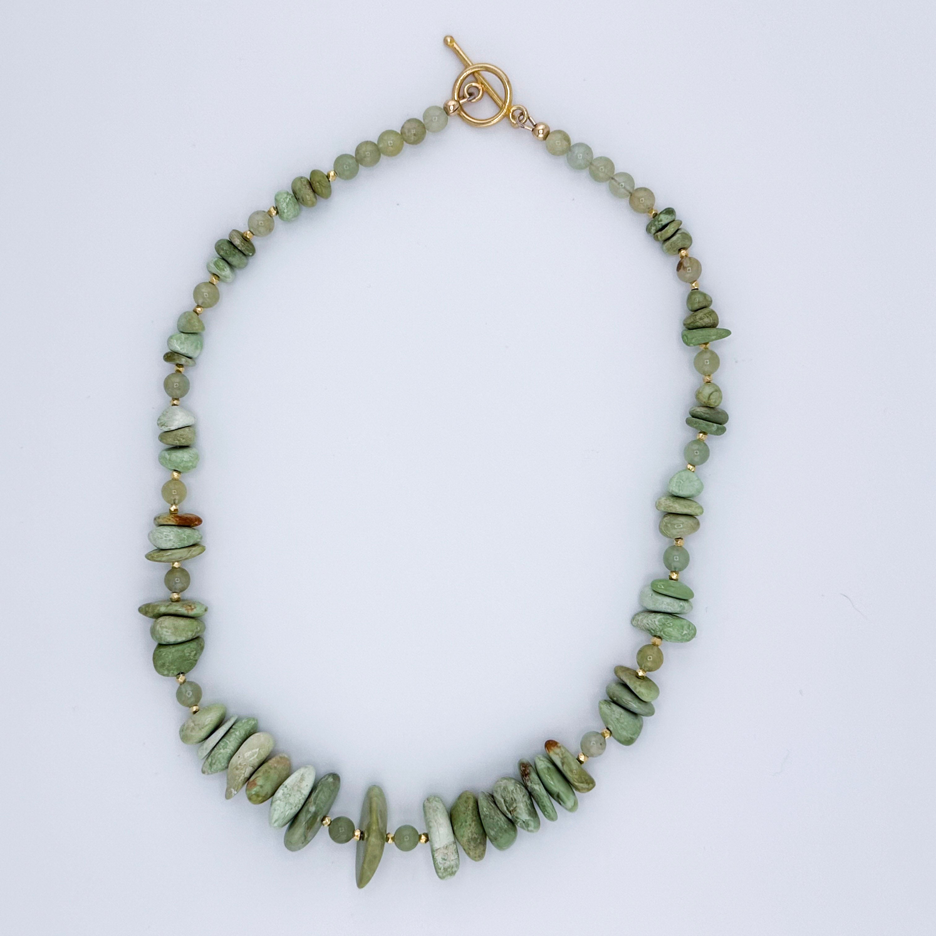 Turquoise (American), Aquamarine, and 22K Gold Vermeil Necklace