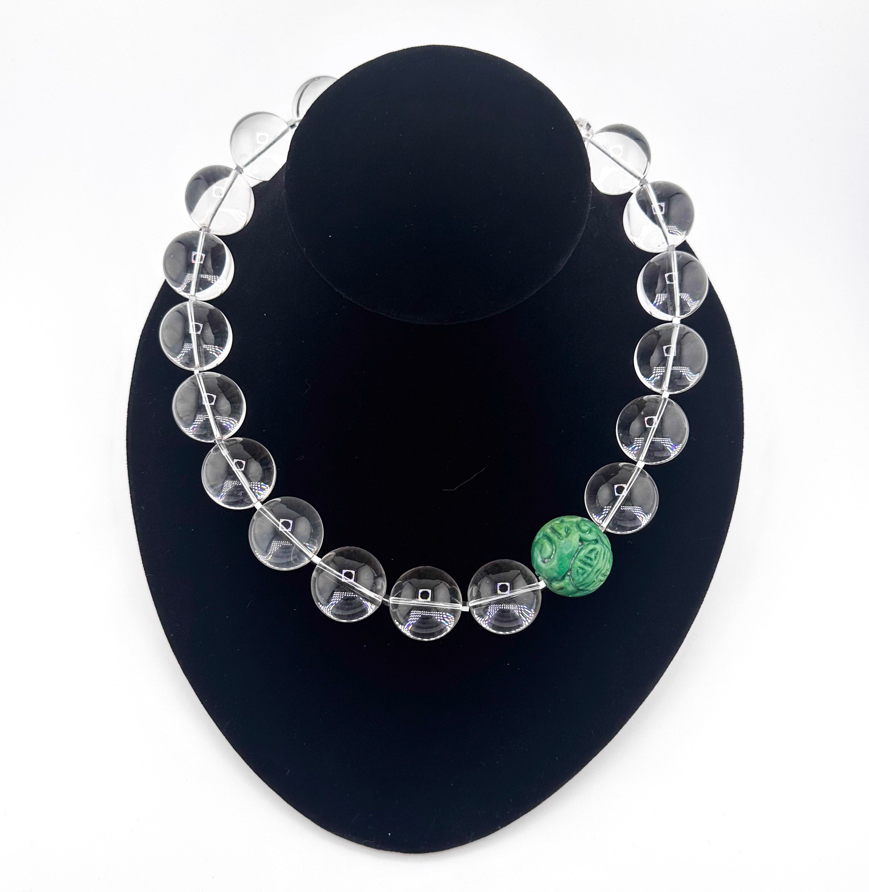 Quartz, Quartz, Turquoise (Hubei), Hematite, and Sterling Silver Necklace
