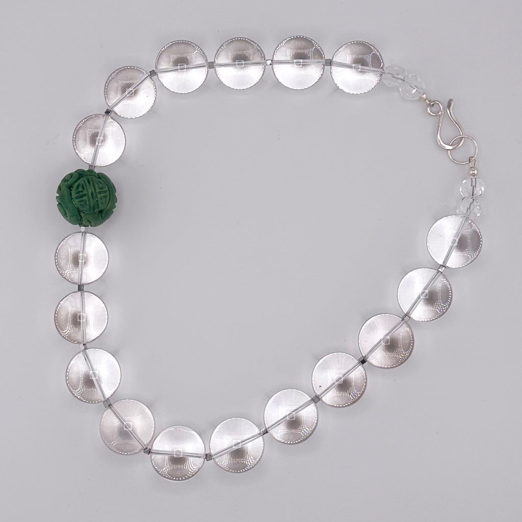 Quartz, Quartz, Turquoise (Hubei), Hematite, and Sterling Silver Necklace