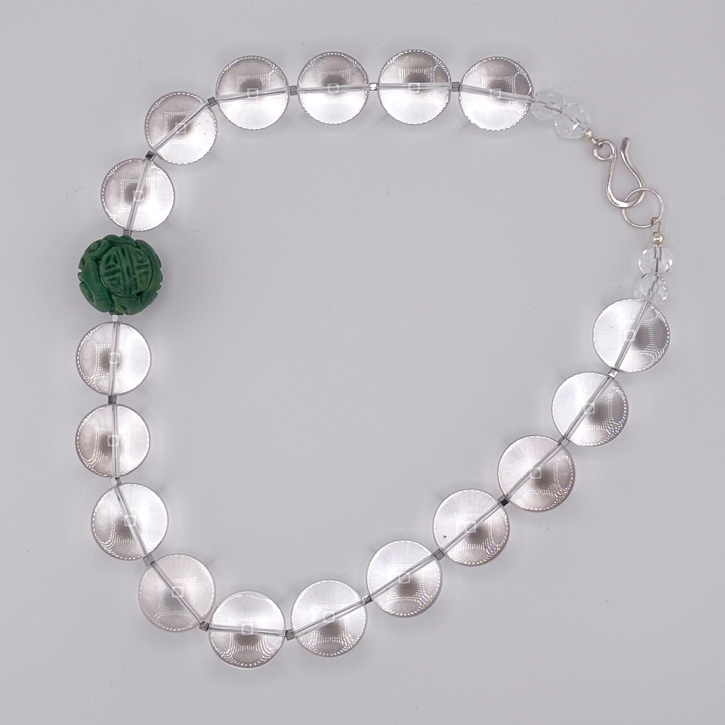 Quartz, Quartz, Turquoise (Hubei), Hematite, and Sterling Silver Necklace