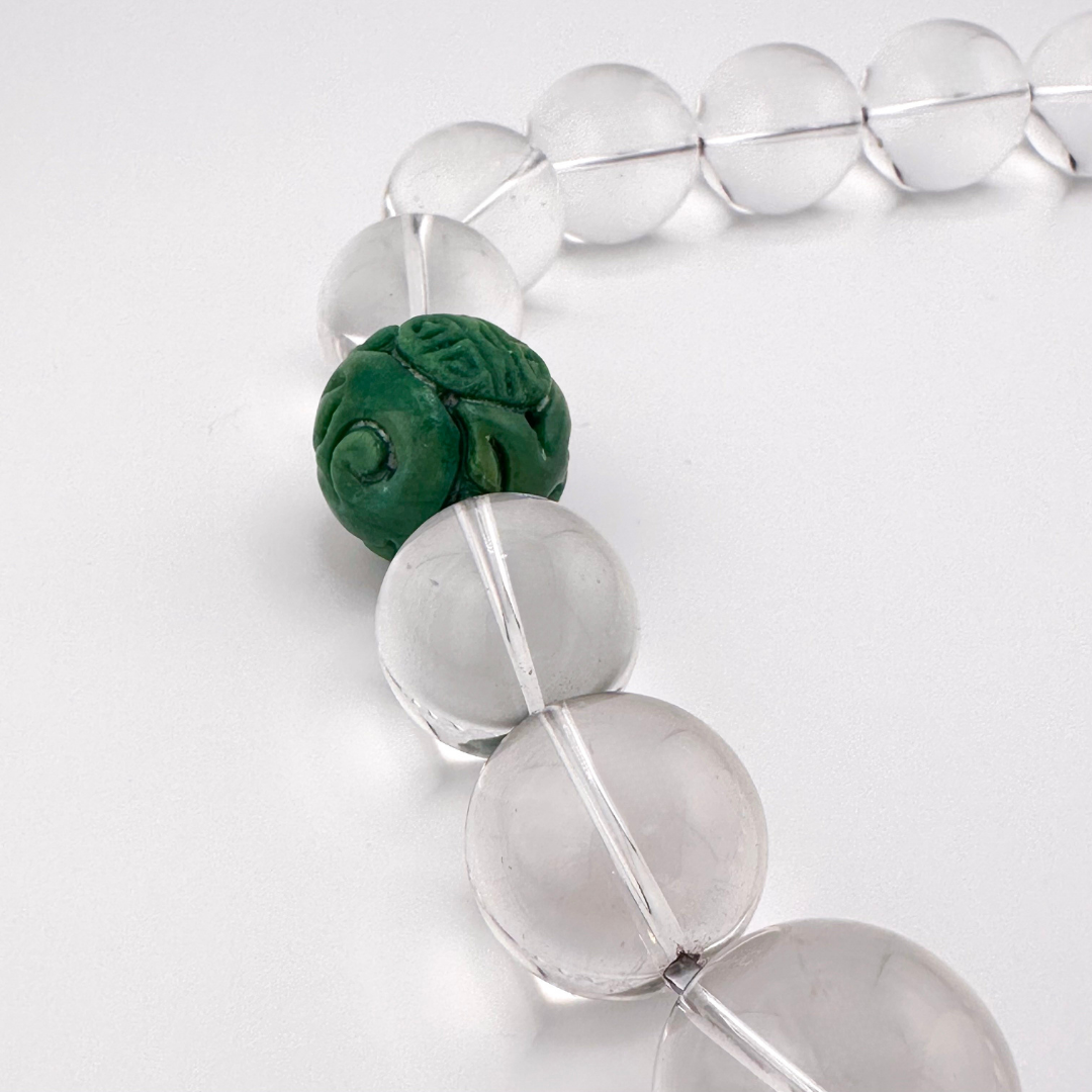 Quartz, Quartz, Turquoise (Hubei), Hematite, and Sterling Silver Necklace