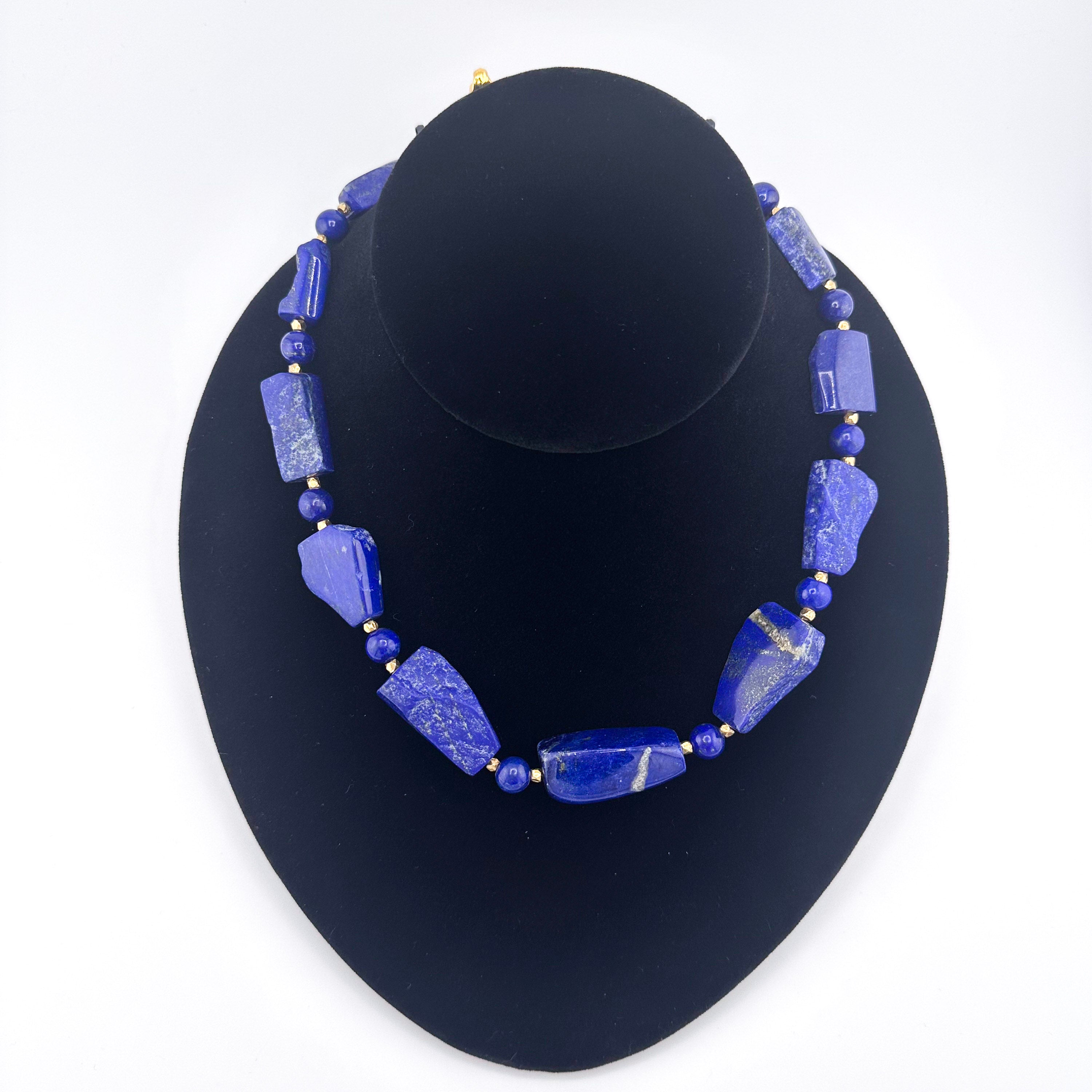 Lapis, Lapis, and 22K Gold Vermeil Necklace
