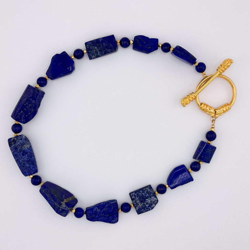 Lapis, Lapis, and 22K Gold Vermeil Necklace