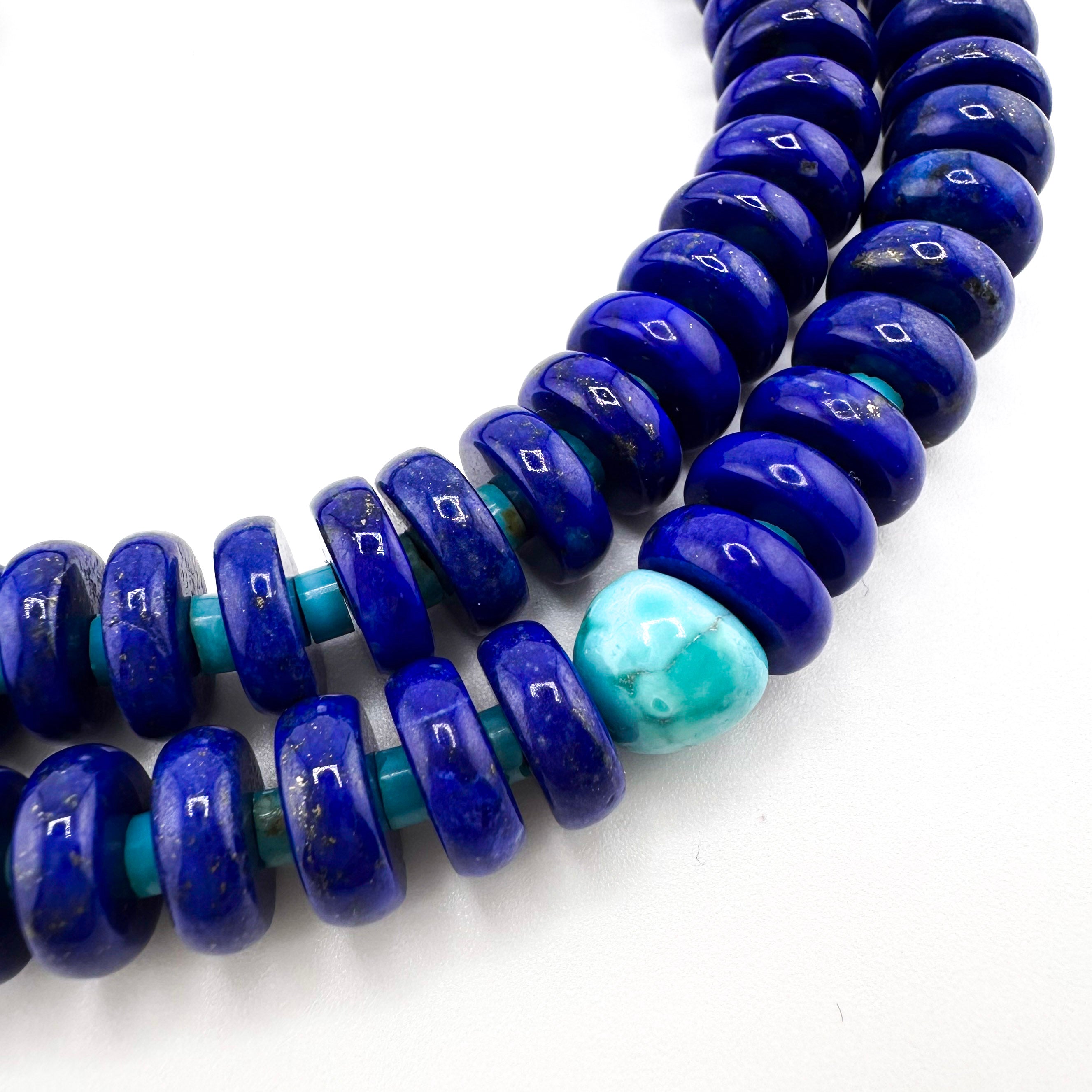 Lapis, Turquoise (American / Blue Ridge), and Sterling Silver Necklace
