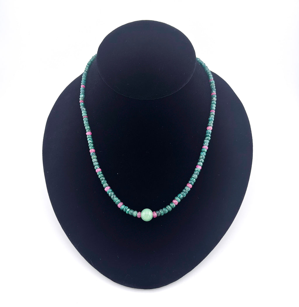 Emerald, Sapphire, Jade, Swarovski Crystal, and 22K Gold Vermeil Necklace