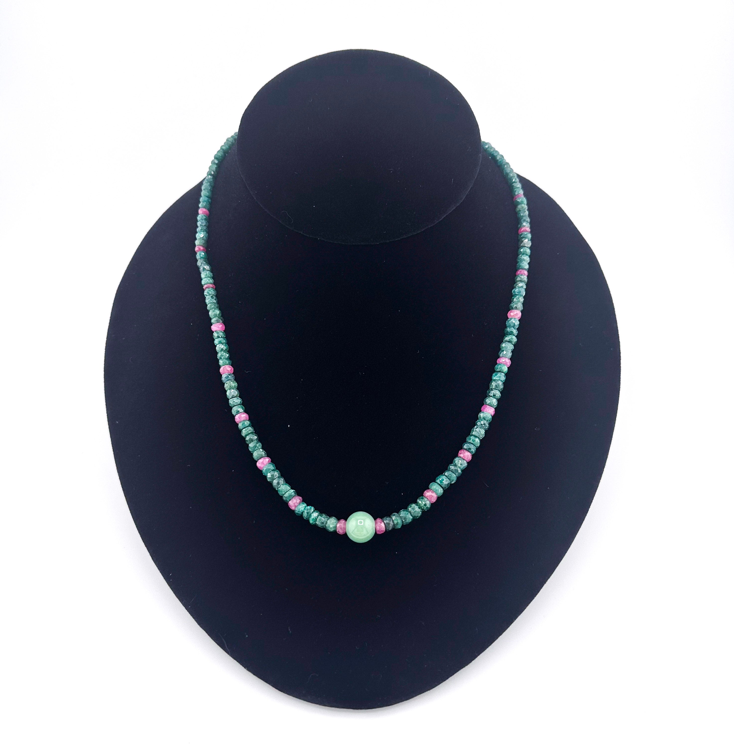 Emerald, Sapphire, Jade, Swarovski Crystal, and 22K Gold Vermeil Necklace