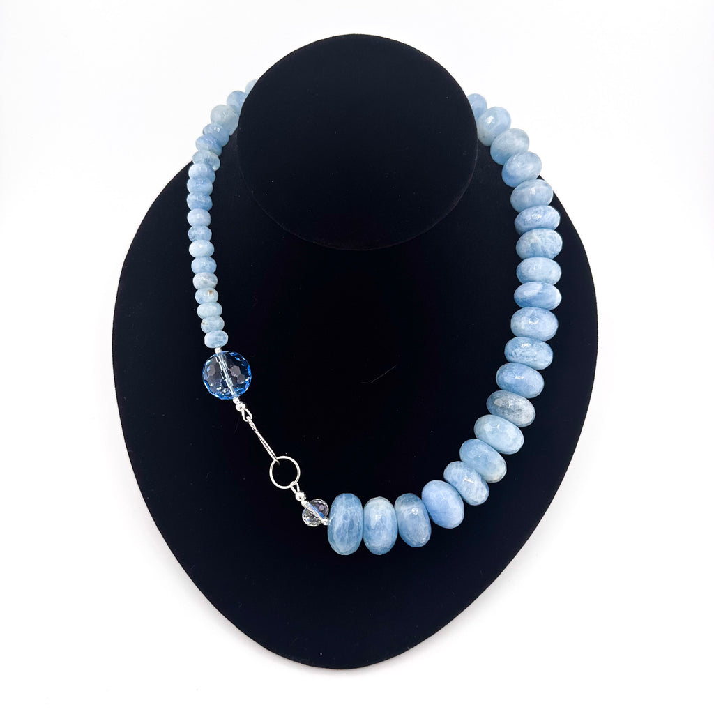 Aquamarine, Swarovski Crystal, and Sterling Silver Necklace