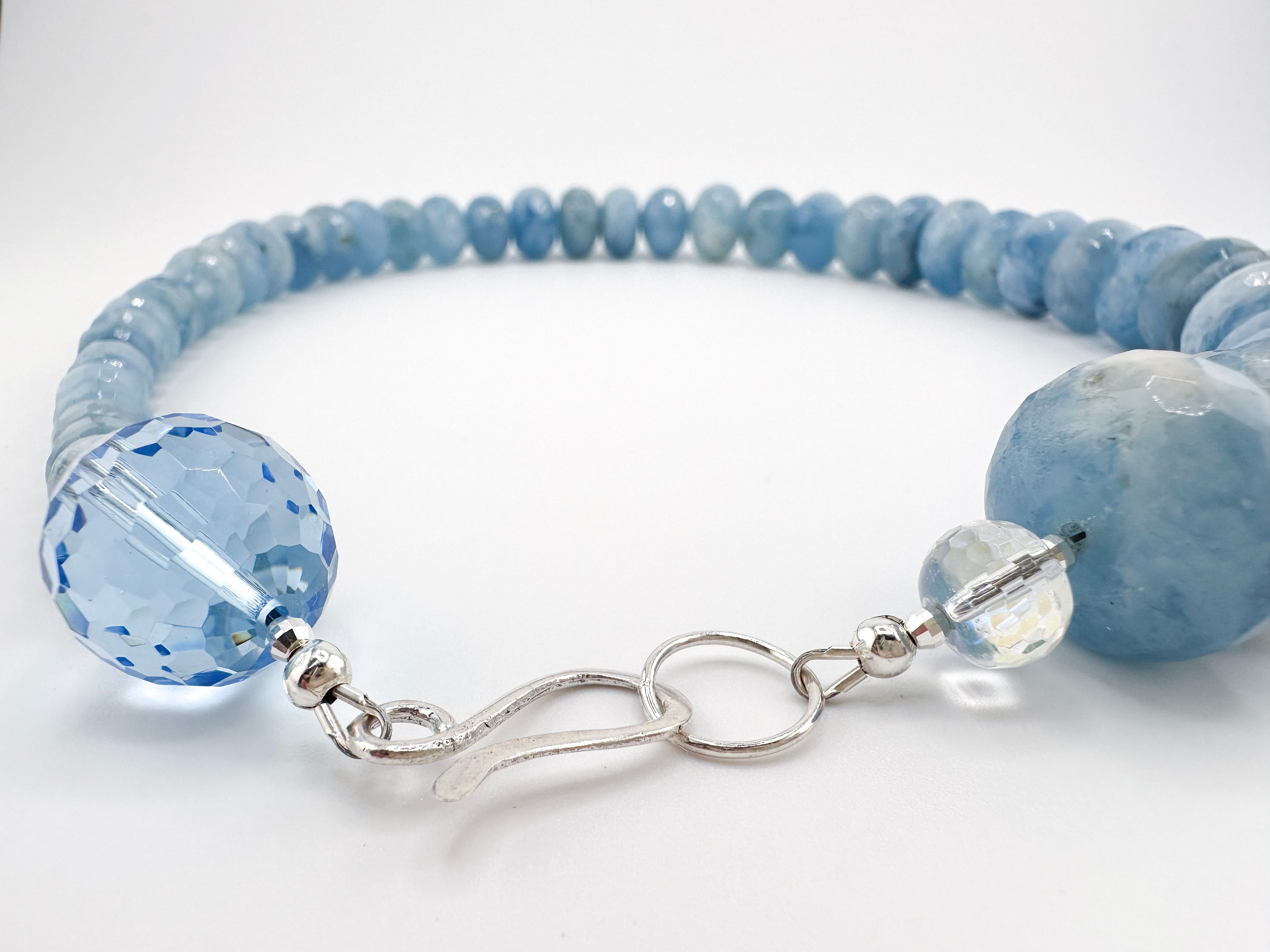 Aquamarine, Swarovski Crystal, and Sterling Silver Necklace
