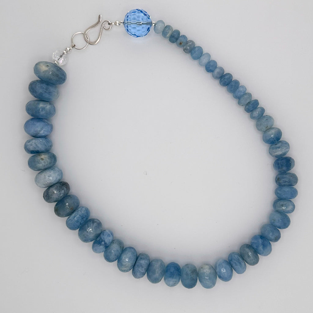 Aquamarine, Swarovski Crystal, and Sterling Silver Necklace