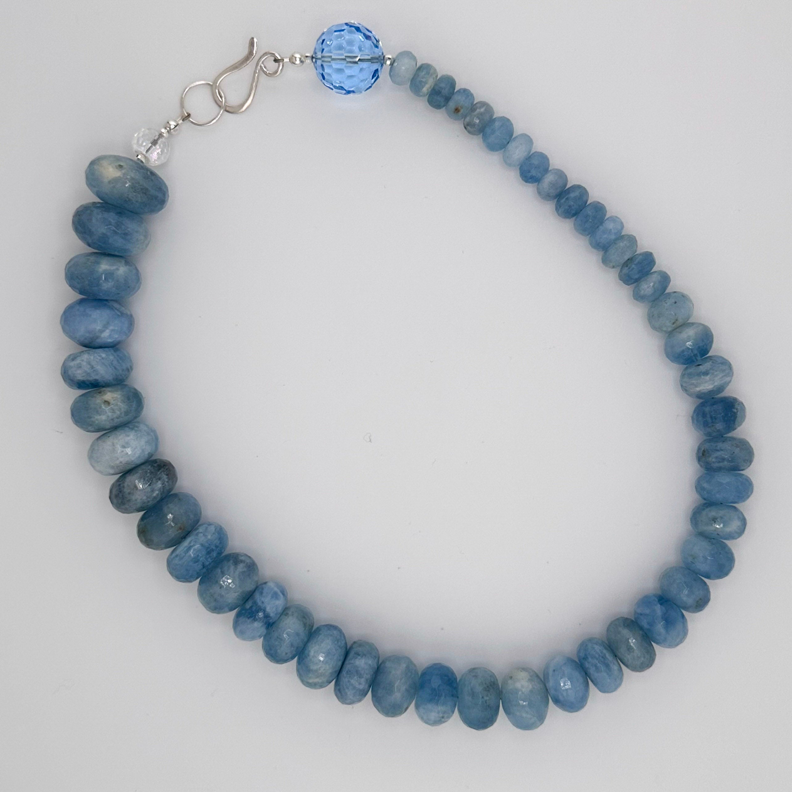 Aquamarine, Swarovski Crystal, and Sterling Silver Necklace