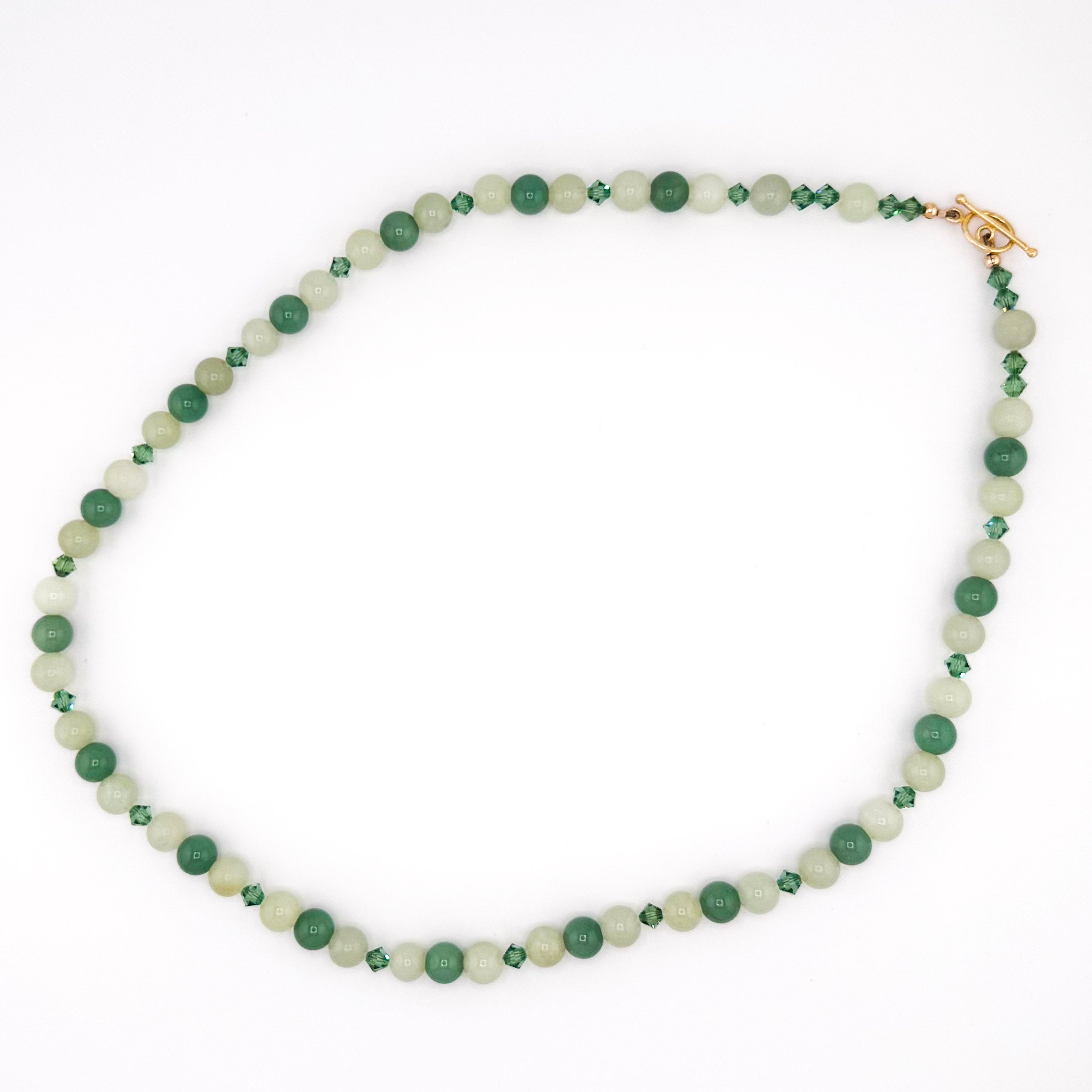 Vintage (1950s) Jade, Swarovski Crystal, and 22K Gold Vermeil Necklace