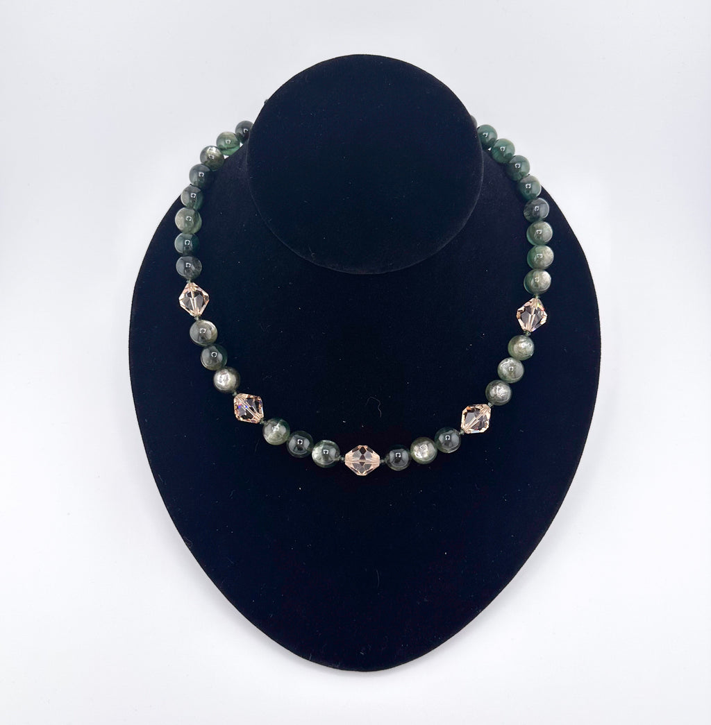 Lepidolite (AAA), Swarovski Crystal, and 22K Gold Vermeil Necklace
