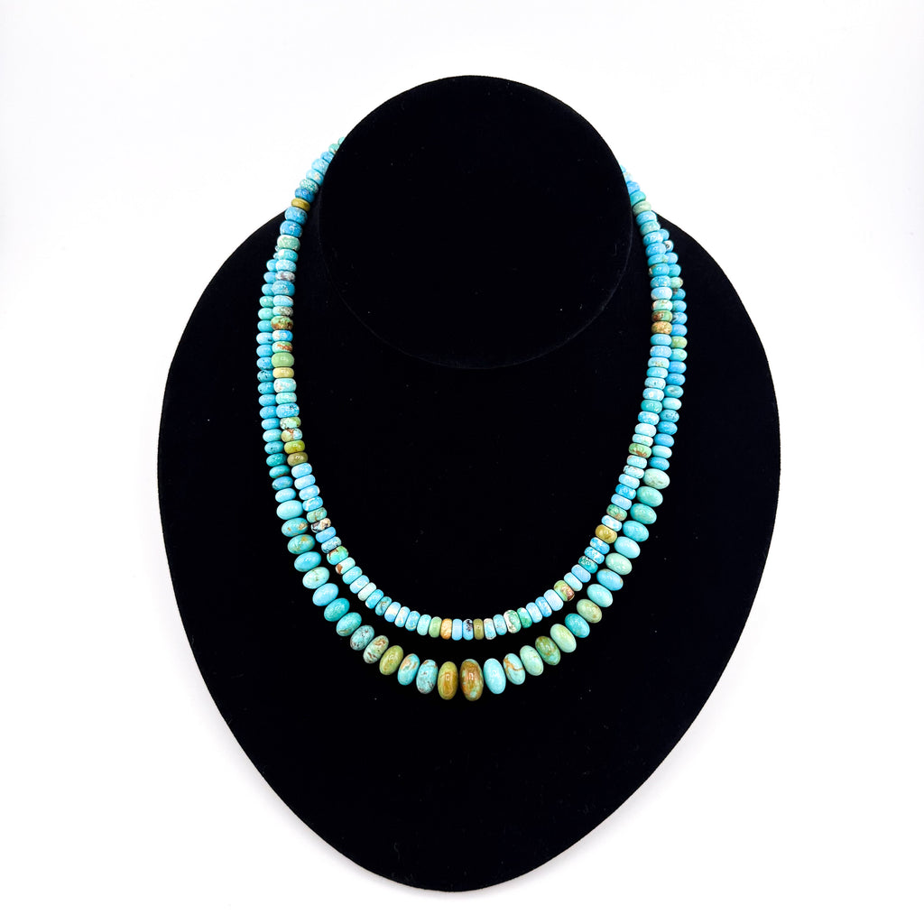 Turquoise (American) and Sterling Silver Double-Strand Necklace