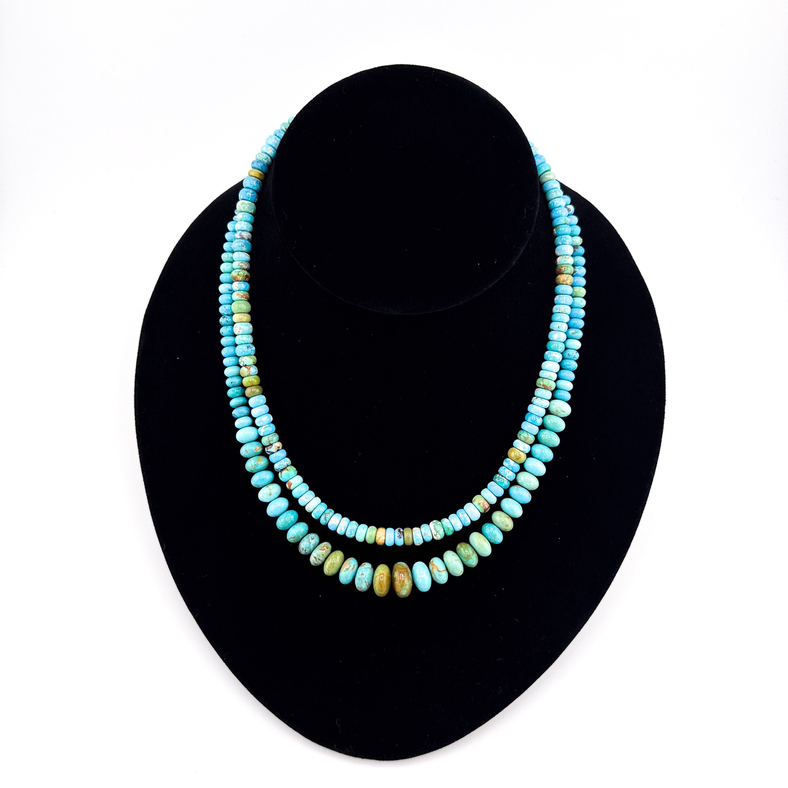 Turquoise (American) and Sterling Silver Double-Strand Necklace
