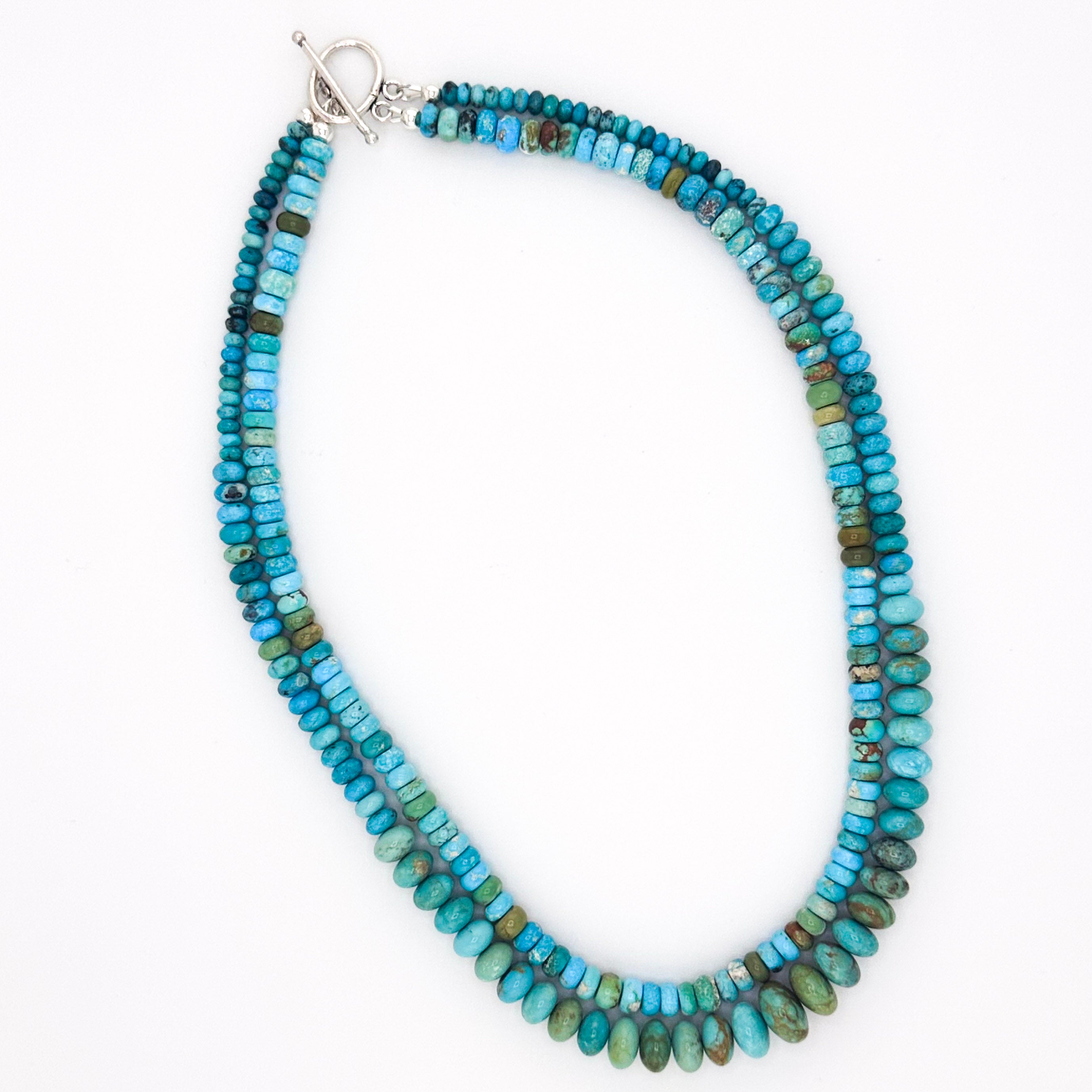 Turquoise (American) and Sterling Silver Double-Strand Necklace