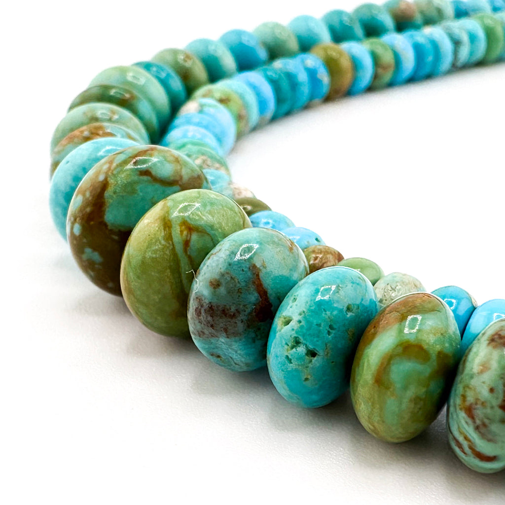 Turquoise (American) and Sterling Silver Double-Strand Necklace