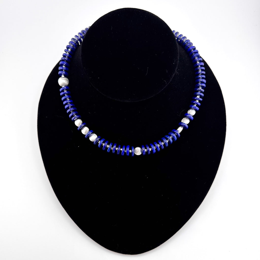 Lapis Discs and Sterling Silver 16.5" Necklace