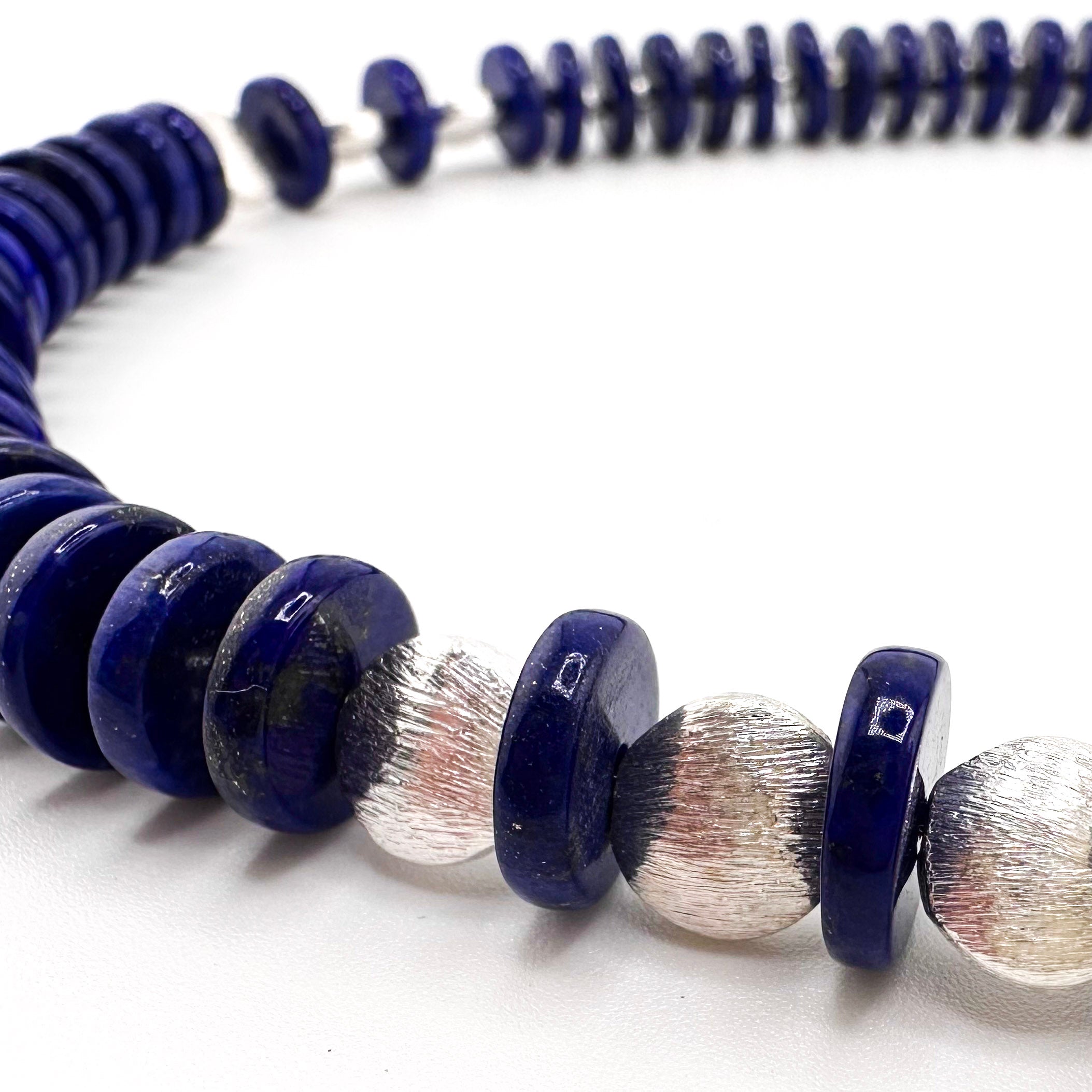 Lapis Discs and Sterling Silver 16.5" Necklace