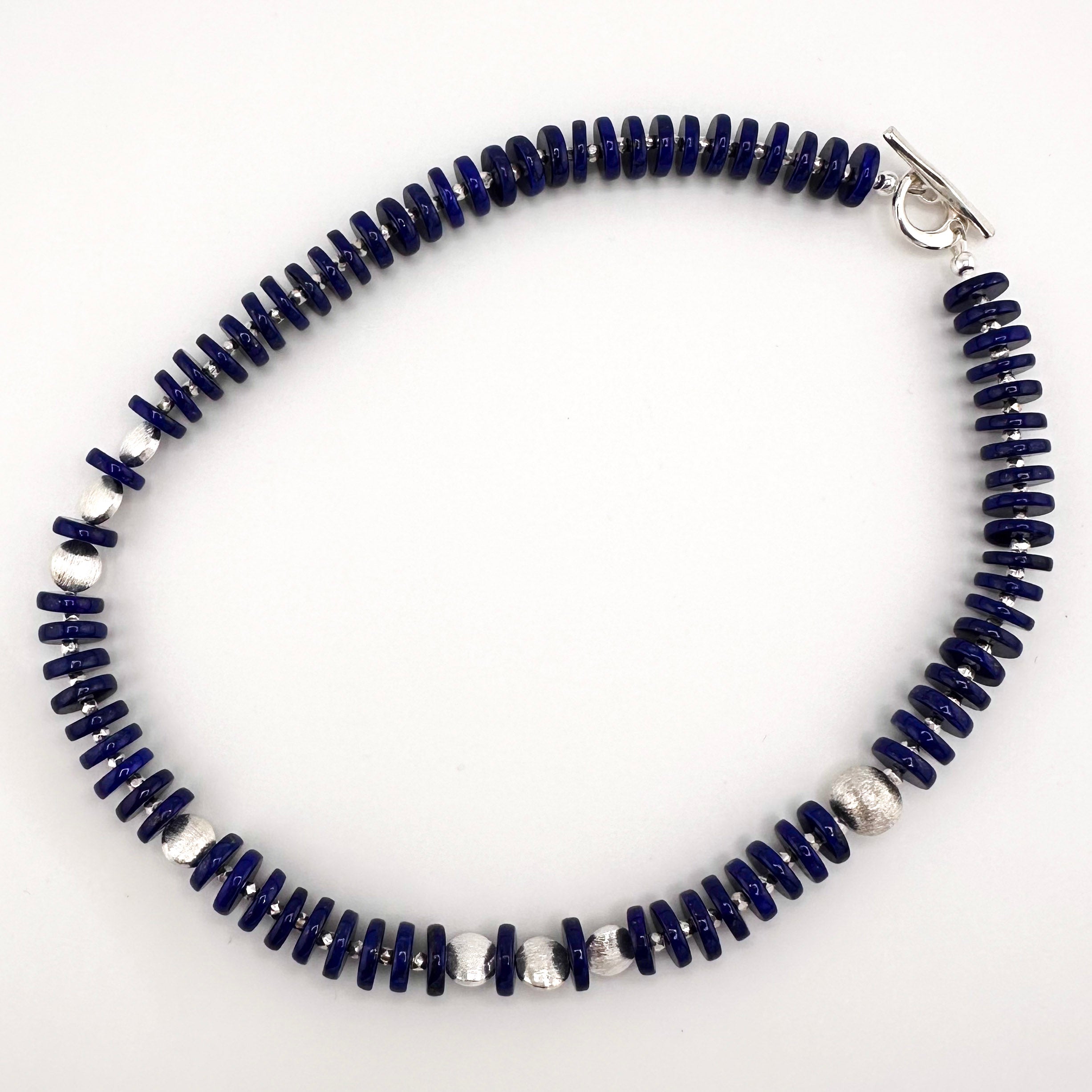 Lapis Discs and Sterling Silver 16.5" Necklace