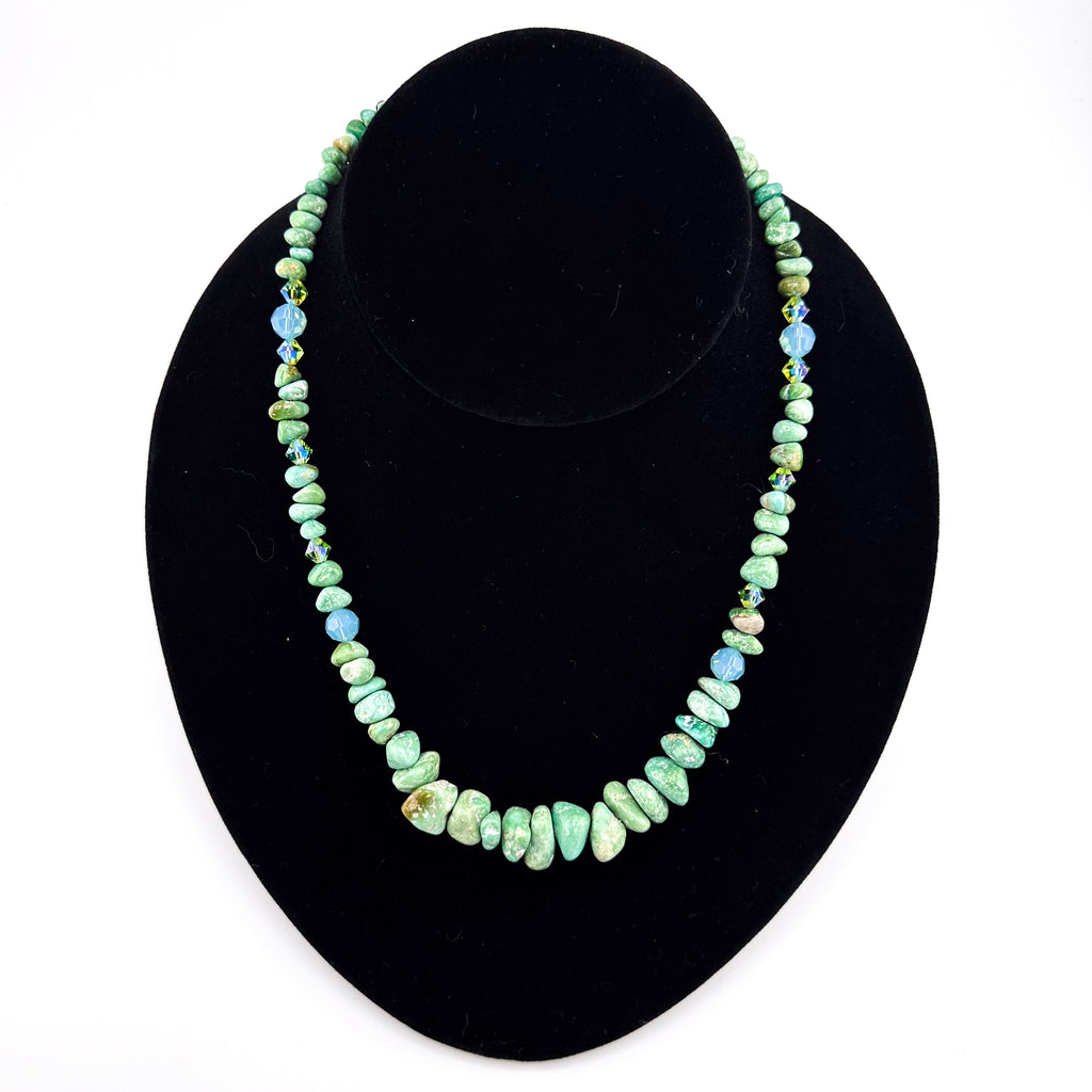 Turquoise (American), Swarovski Crystal, and Sterling Silver 18" Necklace