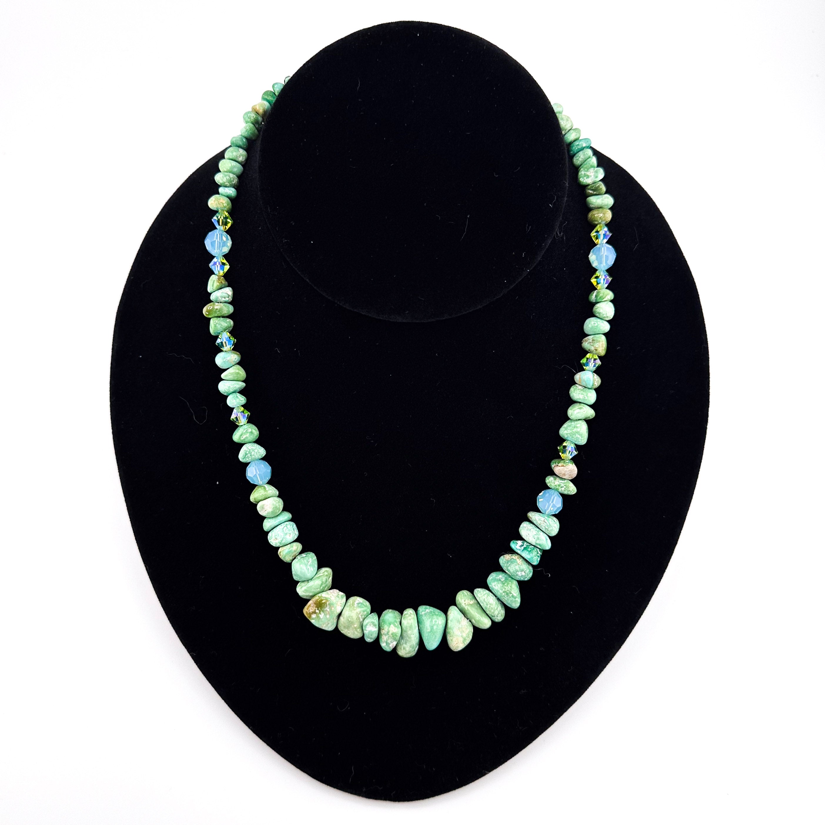 Turquoise (American), Swarovski Crystal, and Sterling Silver 18" Necklace