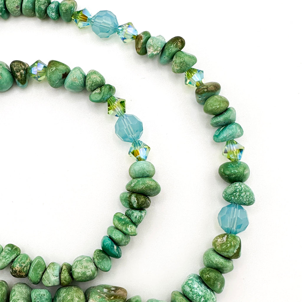 Turquoise (American), Swarovski Crystal, and Sterling Silver 18" Necklace
