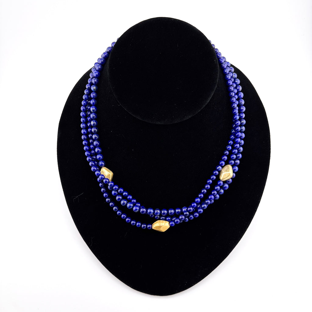 Lapis and 22K Gold Triple-Strand Necklace