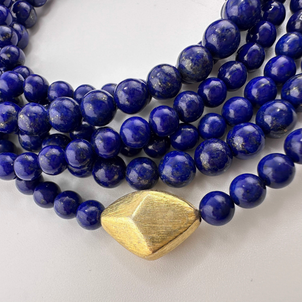 Lapis and 22K Gold Triple-Strand Necklace