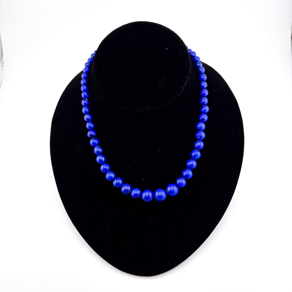 Lapis (AAA), Baroque Pearl, and Sterling Silver 16.5" Necklace