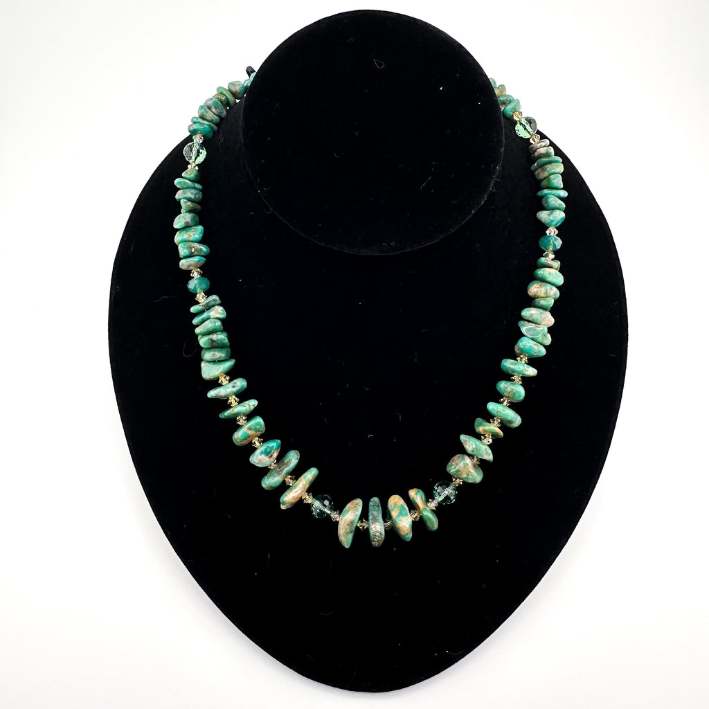 Turquoise (Mexican), Swarovski Crystal, and Sterling Silver 22.5" Necklace