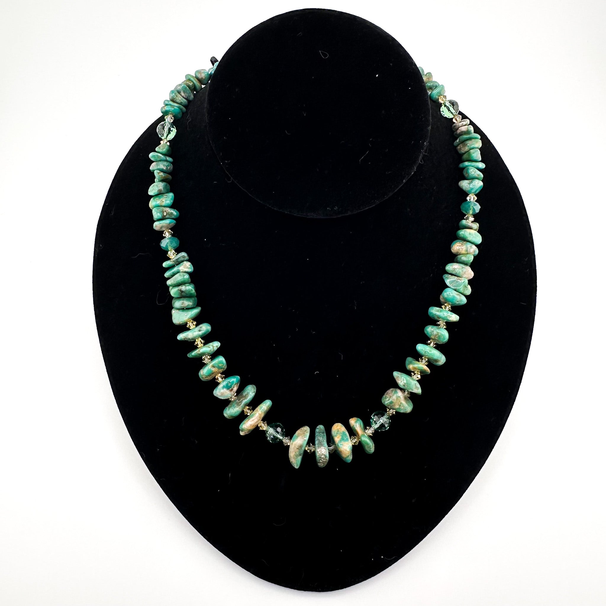 Turquoise (Mexican), Swarovski Crystal, and Sterling Silver 22.5" Necklace