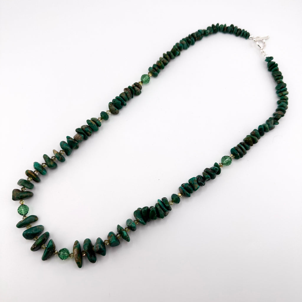 Turquoise (Mexican), Swarovski Crystal, and Sterling Silver 22.5" Necklace