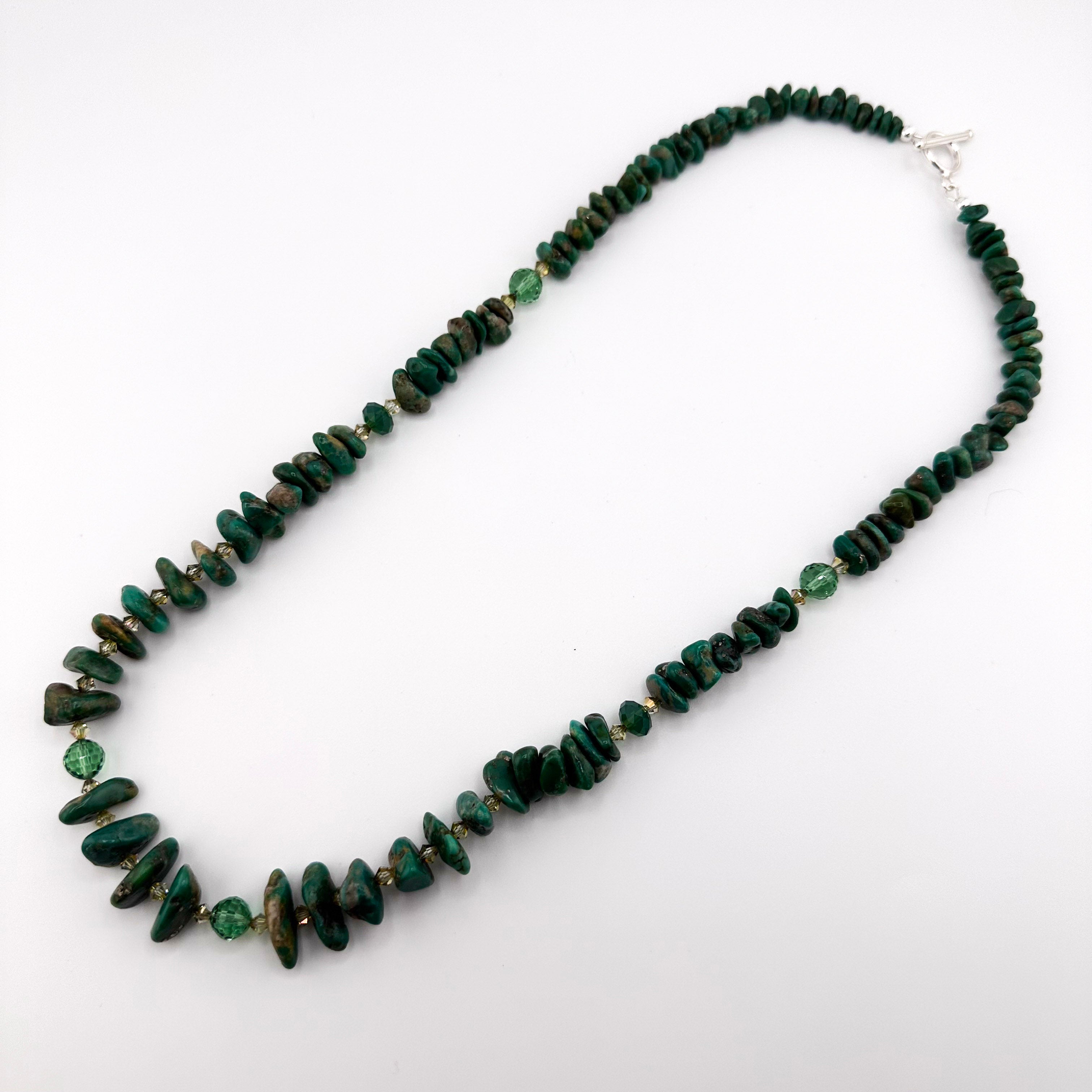 Turquoise (Mexican), Swarovski Crystal, and Sterling Silver 22.5" Necklace