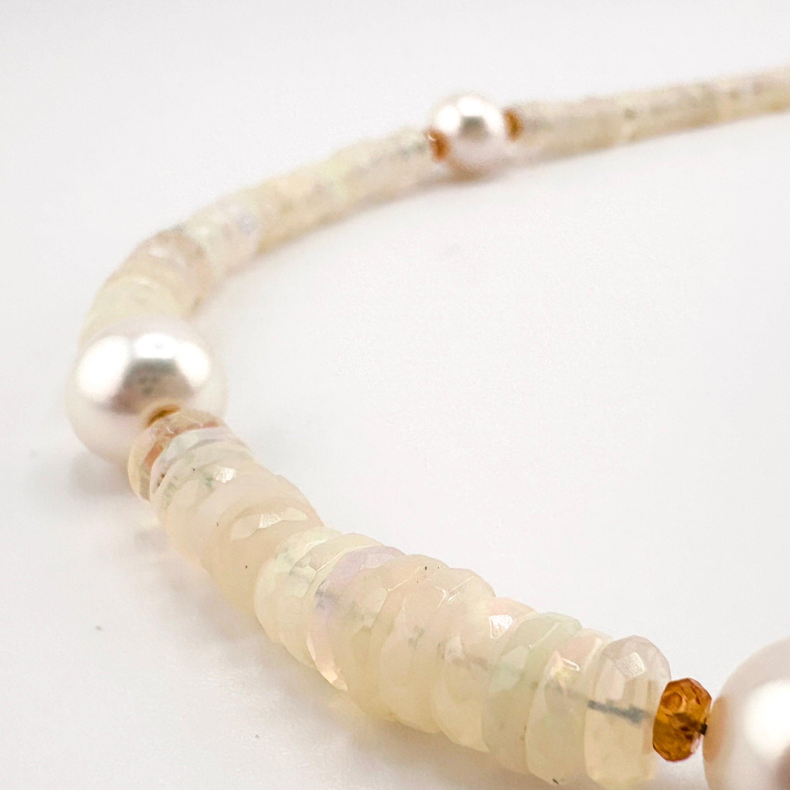 Opal (Ethiopia), Pearl, Sapphire, and 22K Gold Vermeil Necklace
