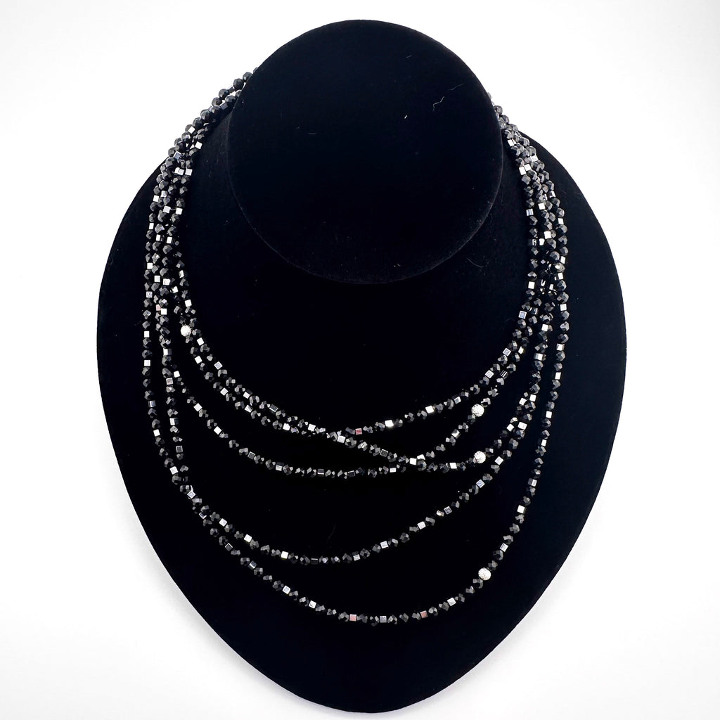 Spinel, Hematite, and Sterling Silver Four-Strand Necklace